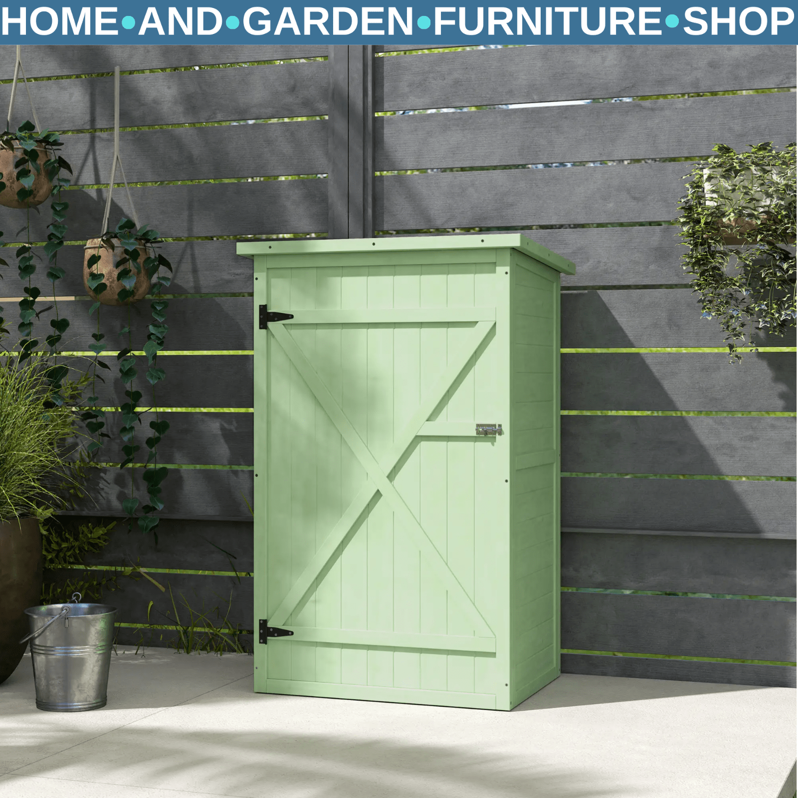 Storage Shed Waterproof with Bolt Latch Lockable Hinged Doors & Shelves Green - Home and Garden Furniture Shop - rustic - furniture