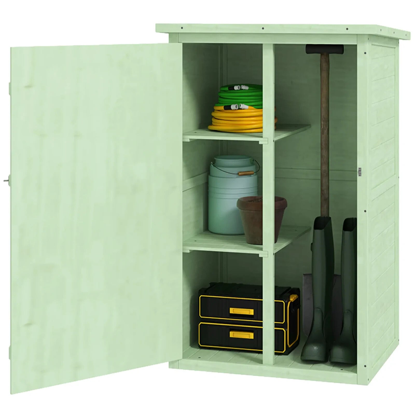 Storage Shed Waterproof with Bolt Latch Lockable Hinged Doors & Shelves Green - Home and Garden Furniture Shop - rustic - furniture