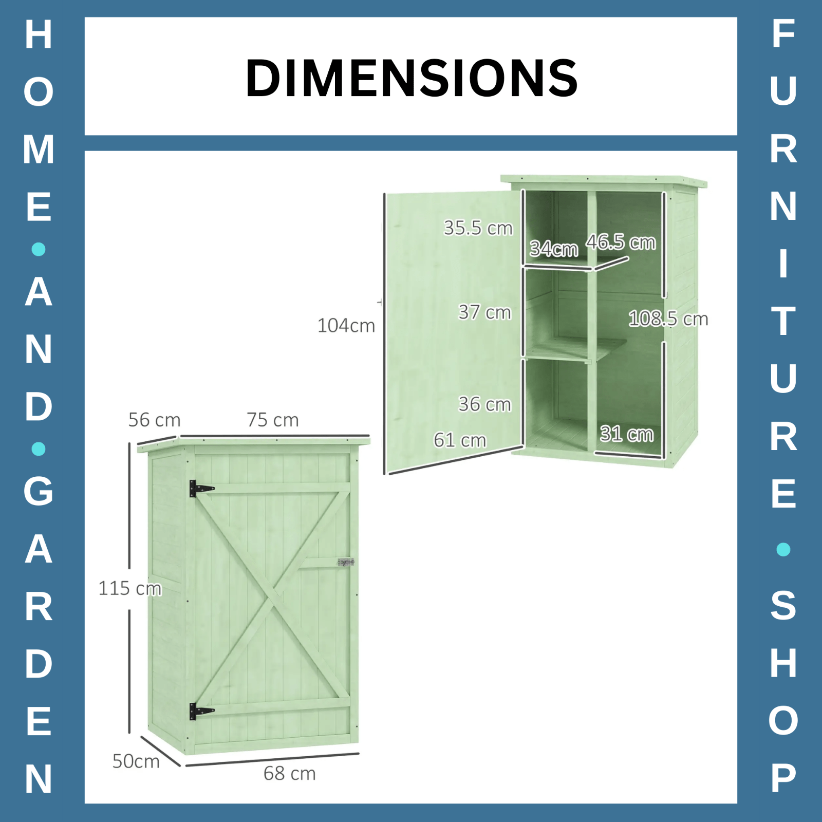 Storage Shed Waterproof with Bolt Latch Lockable Hinged Doors & Shelves Green - Home and Garden Furniture Shop - rustic - furniture