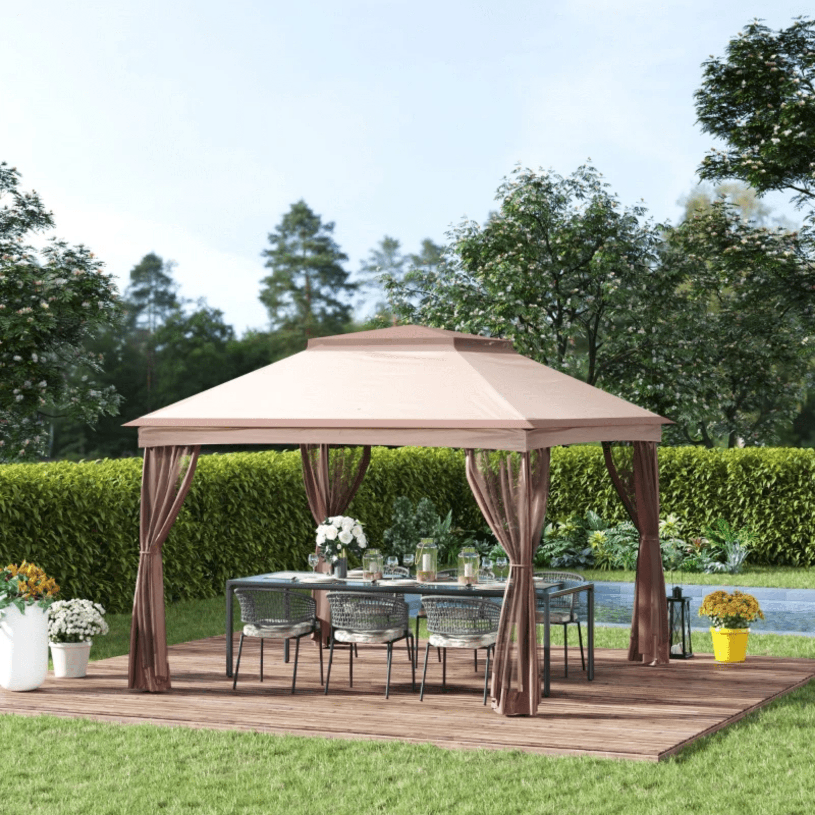 Strong Metal Outdoor Pop Up Gazebo With Sides Heavy Duty Garden Tent Party Patio - Home and Garden Furniture Shop - #rustic - furniture#