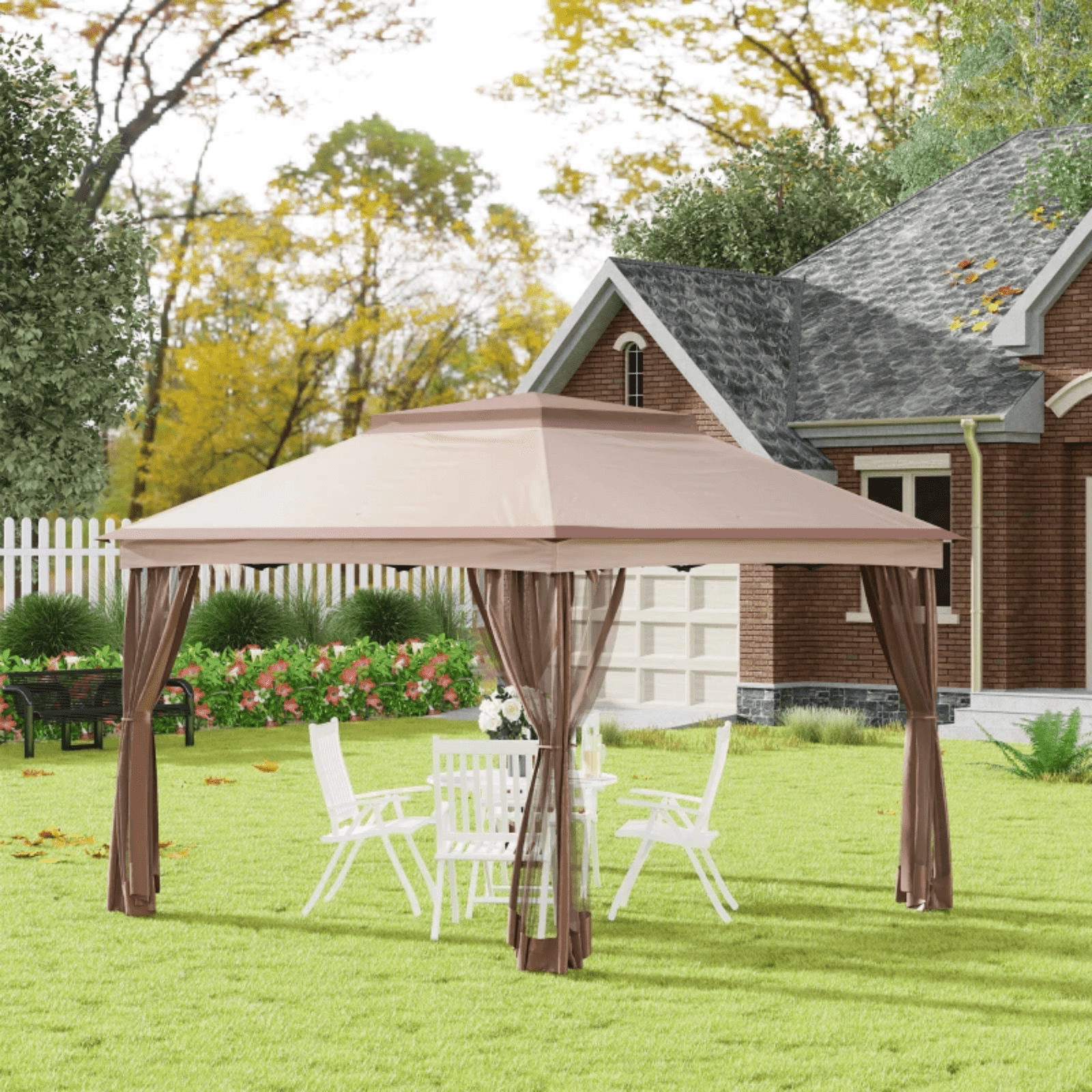 Strong Metal Outdoor Pop Up Gazebo With Sides Heavy Duty Garden Tent Party Patio - Home and Garden Furniture Shop - #rustic - furniture#