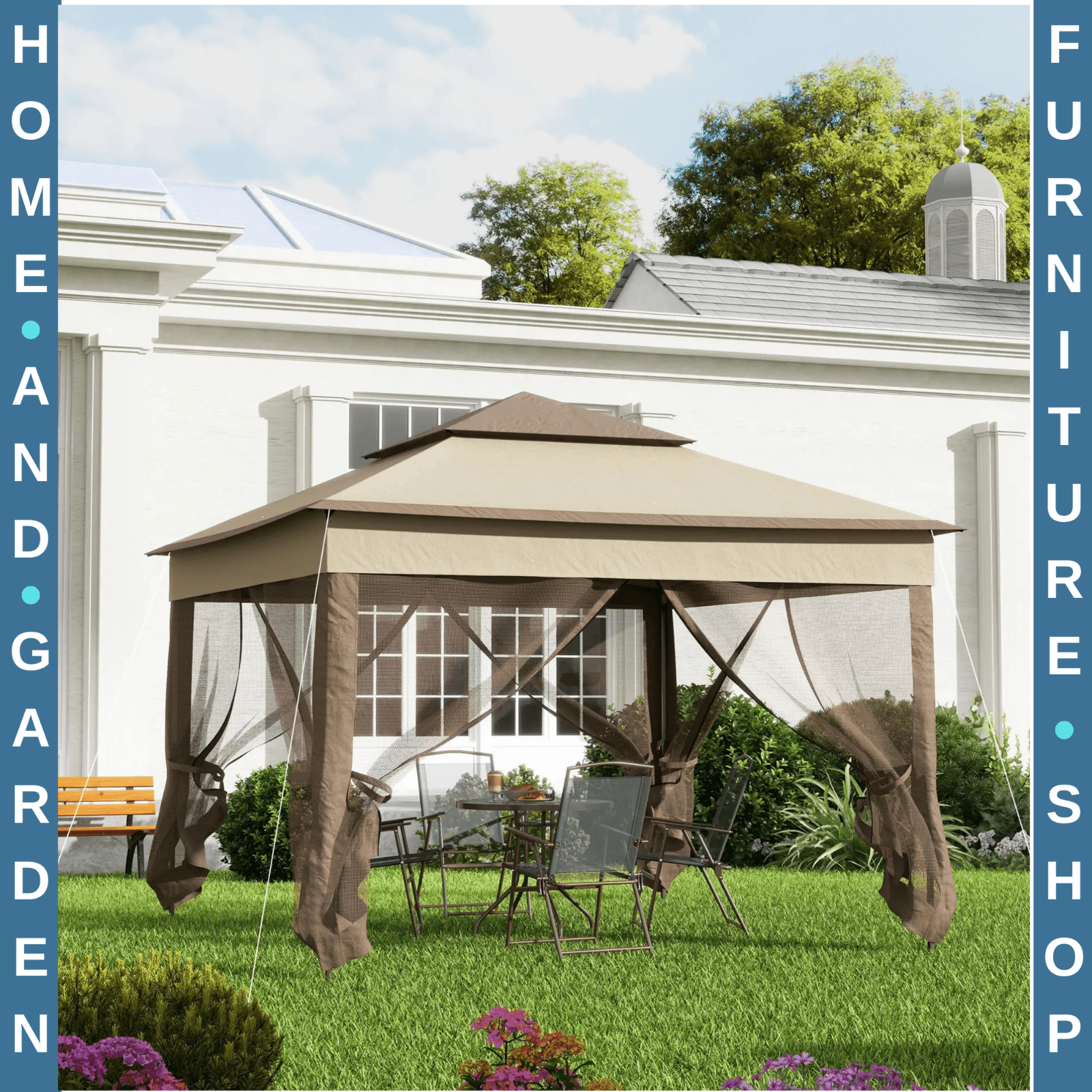 Strong Outdoor Pop Up Gazebo With Sides Heavy Duty Garden Tent Party Patio Cover - Home and Garden Furniture Shop - rustic - furniture
