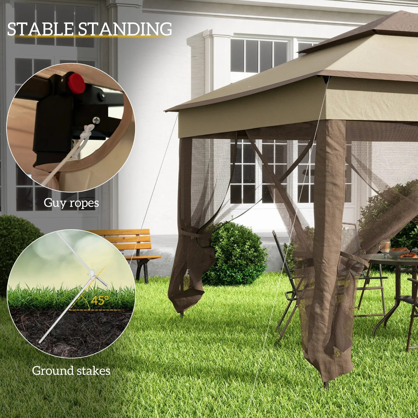 Strong Outdoor Pop Up Gazebo With Sides Heavy Duty Garden Tent Party Patio Cover - Home and Garden Furniture Shop - rustic - furniture