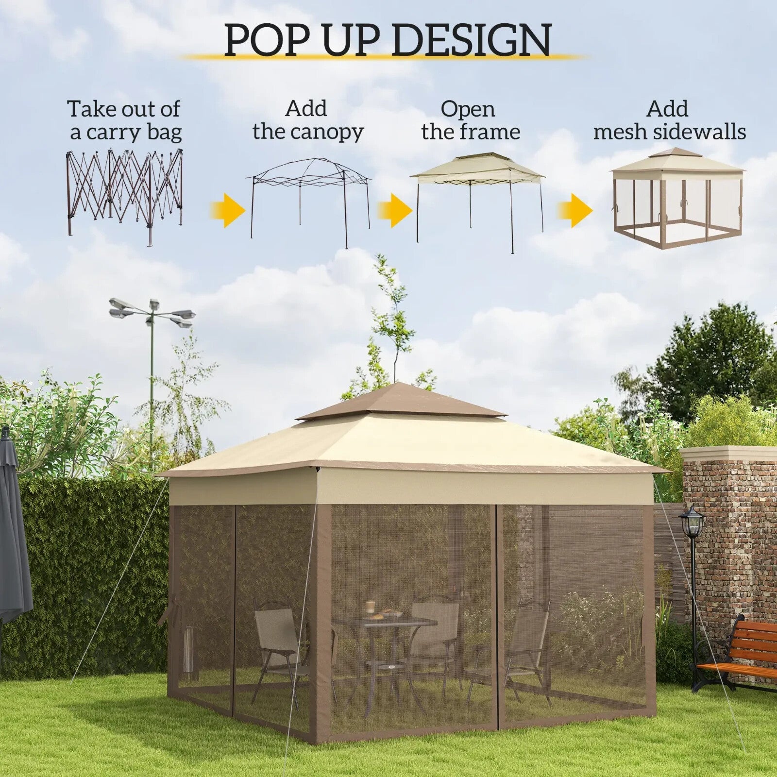 Strong Outdoor Pop Up Gazebo With Sides Heavy Duty Garden Tent Party Patio Cover - Home and Garden Furniture Shop - rustic - furniture