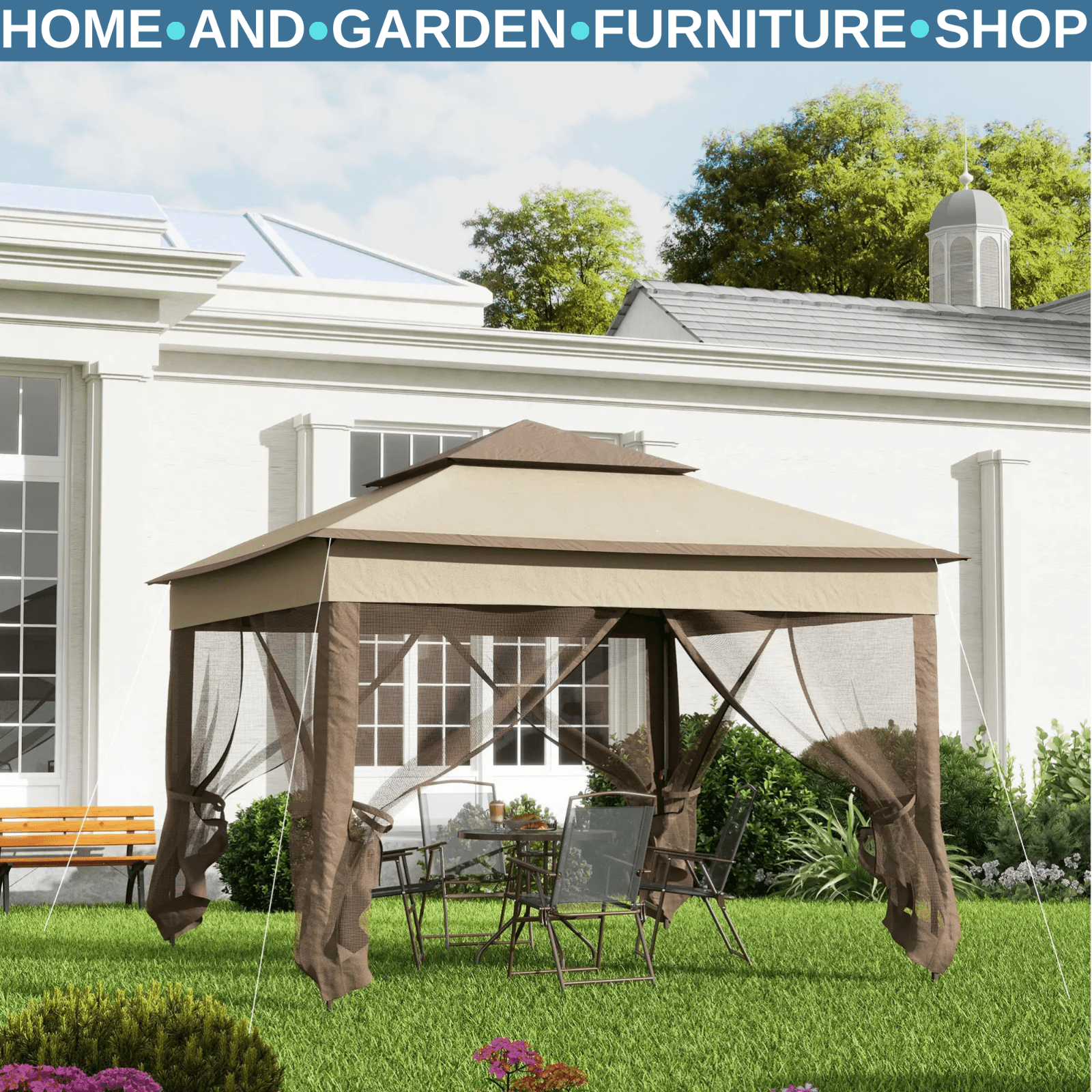 Strong Outdoor Pop Up Gazebo With Sides Heavy Duty Garden Tent Party Patio Cover - Home and Garden Furniture Shop - rustic - furniture