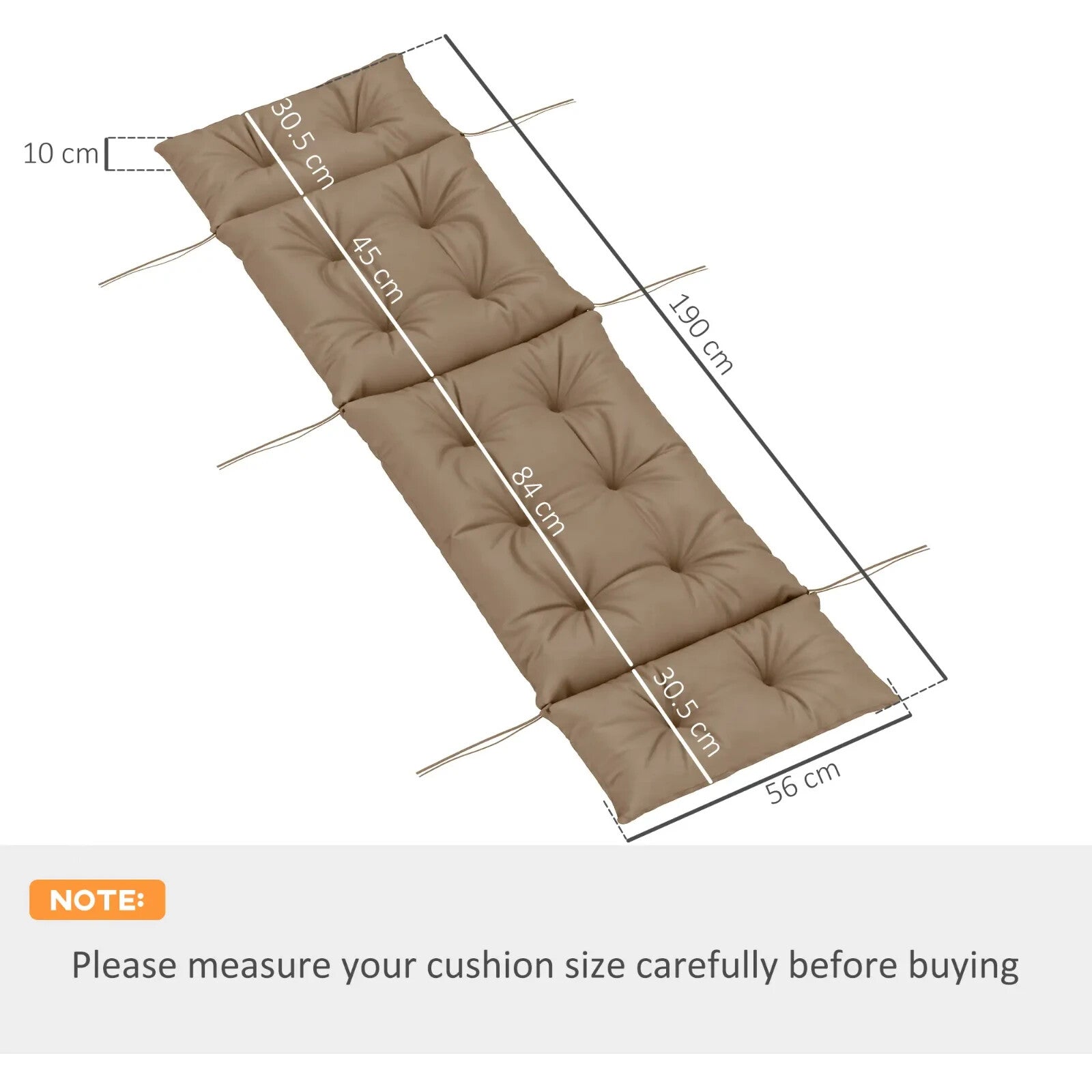 Sun Lounger Cushion Only 190x56x10cm Garden Chair Pad UPF20 Thick Outdoor Sunbed - Home and Garden Furniture Shop - rustic - furniture