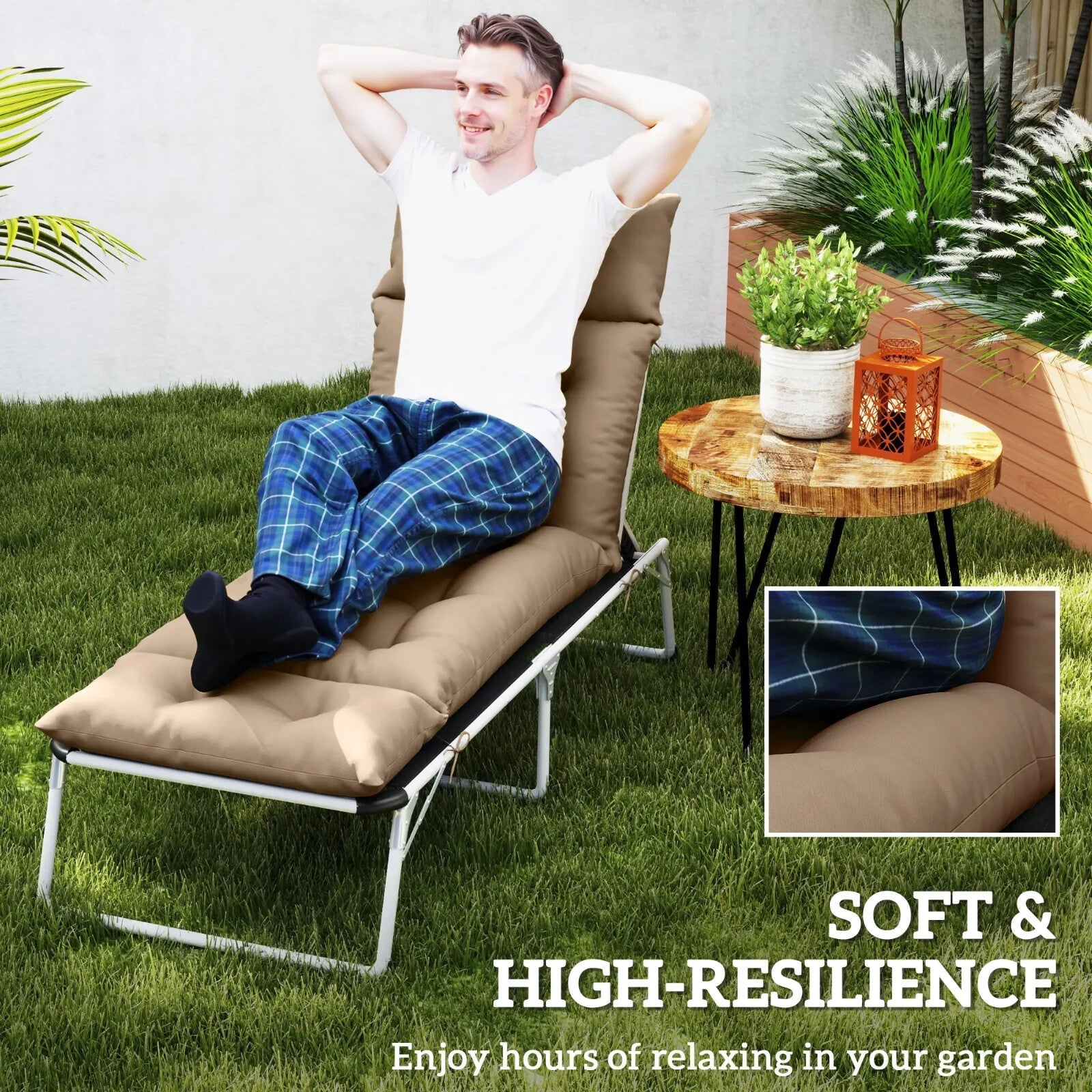 Sun Lounger Cushion Only 190x56x10cm Garden Chair Pad UPF20 Thick Outdoor Sunbed - Home and Garden Furniture Shop - rustic - furniture