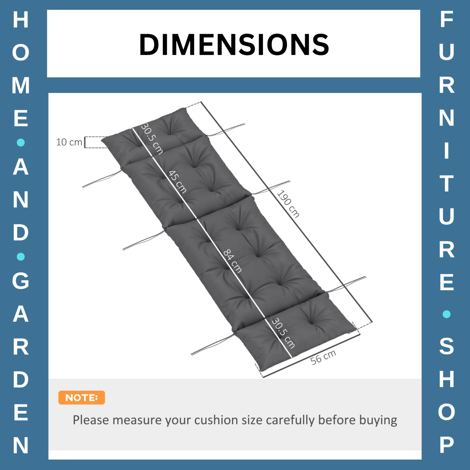 Sun Lounger Cushion Only 190x56x10cm Garden Lounge Chair Pad UPF20 Thick Sunbed - Home and Garden Furniture Shop - rustic - furniture