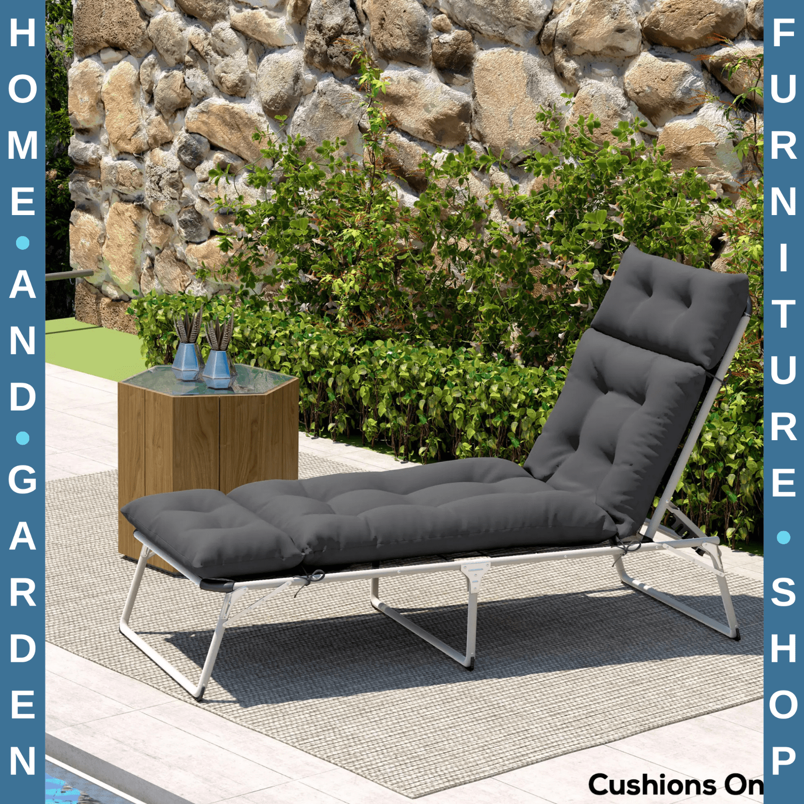 Sun Lounger Cushion Only 190x56x10cm Garden Lounge Chair Pad UPF20 Thick Sunbed - Home and Garden Furniture Shop - rustic - furniture