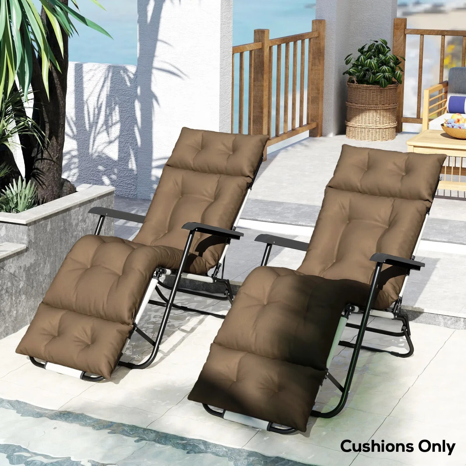 Sun Lounger Cushions Only 190x56x10cm Set of 2 Garden Chair Pads UPF20 Thick - Home and Garden Furniture Shop - rustic - furniture