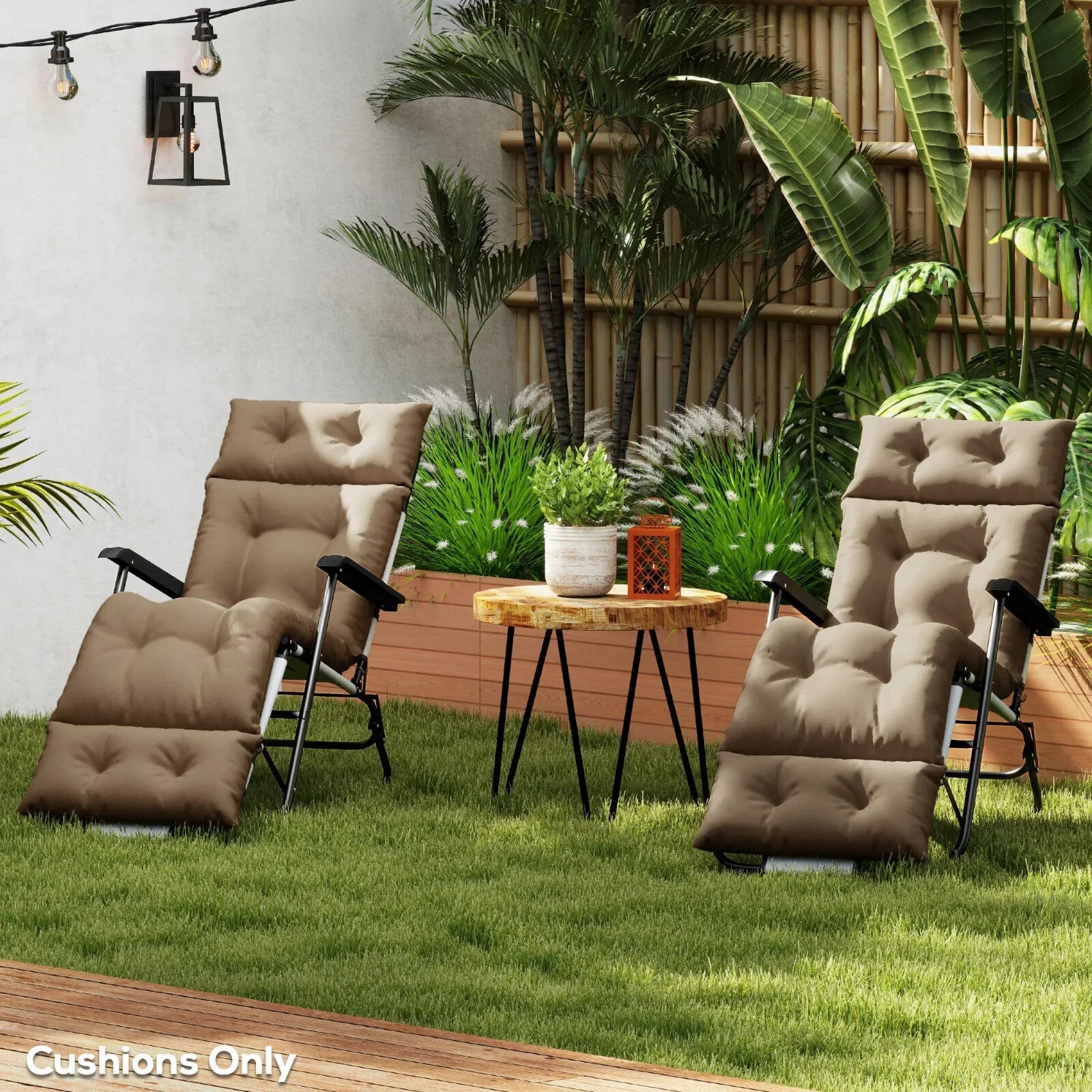 Sun Lounger Cushions Only 190x56x10cm Set of 2 Garden Chair Pads UPF20 Thick - Home and Garden Furniture Shop - rustic - furniture