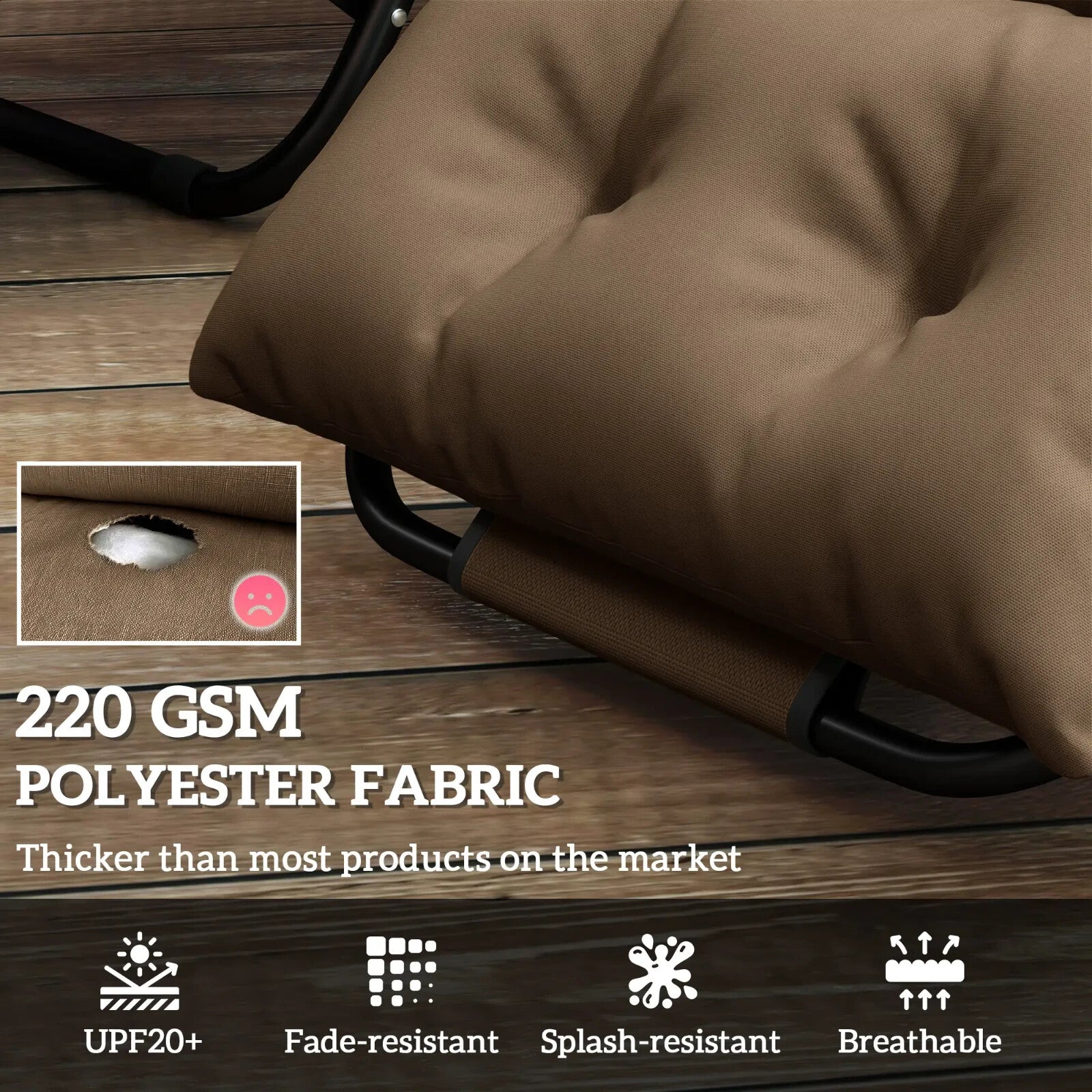 Sun Lounger Cushions Only 190x56x10cm Set of 2 Garden Chair Pads UPF20 Thick - Home and Garden Furniture Shop - rustic - furniture