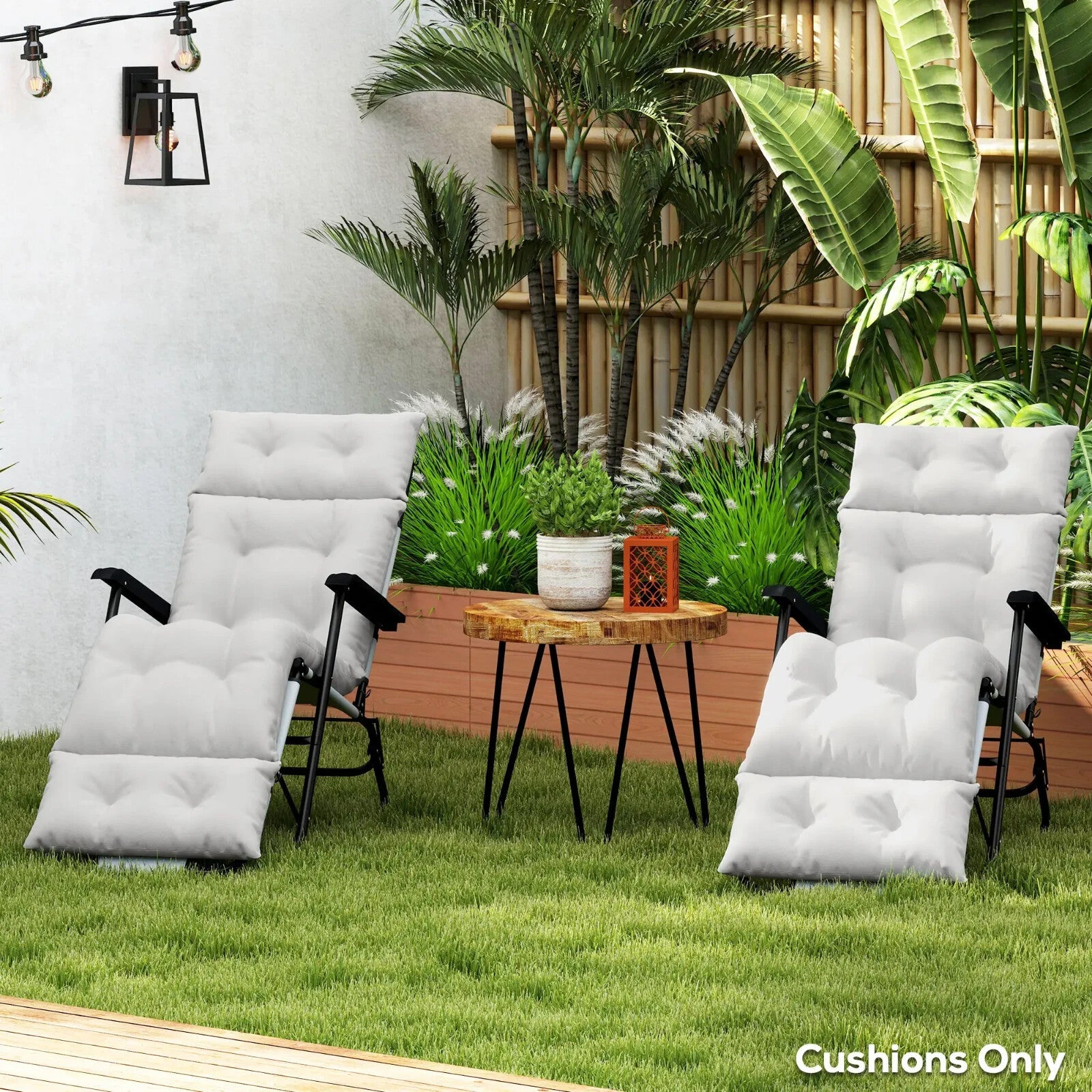 Sun Lounger Cushions Only 190x56x10cm Set of 2 Garden Lounge Chair Pads UPF20 - Home and Garden Furniture Shop - rustic - furniture