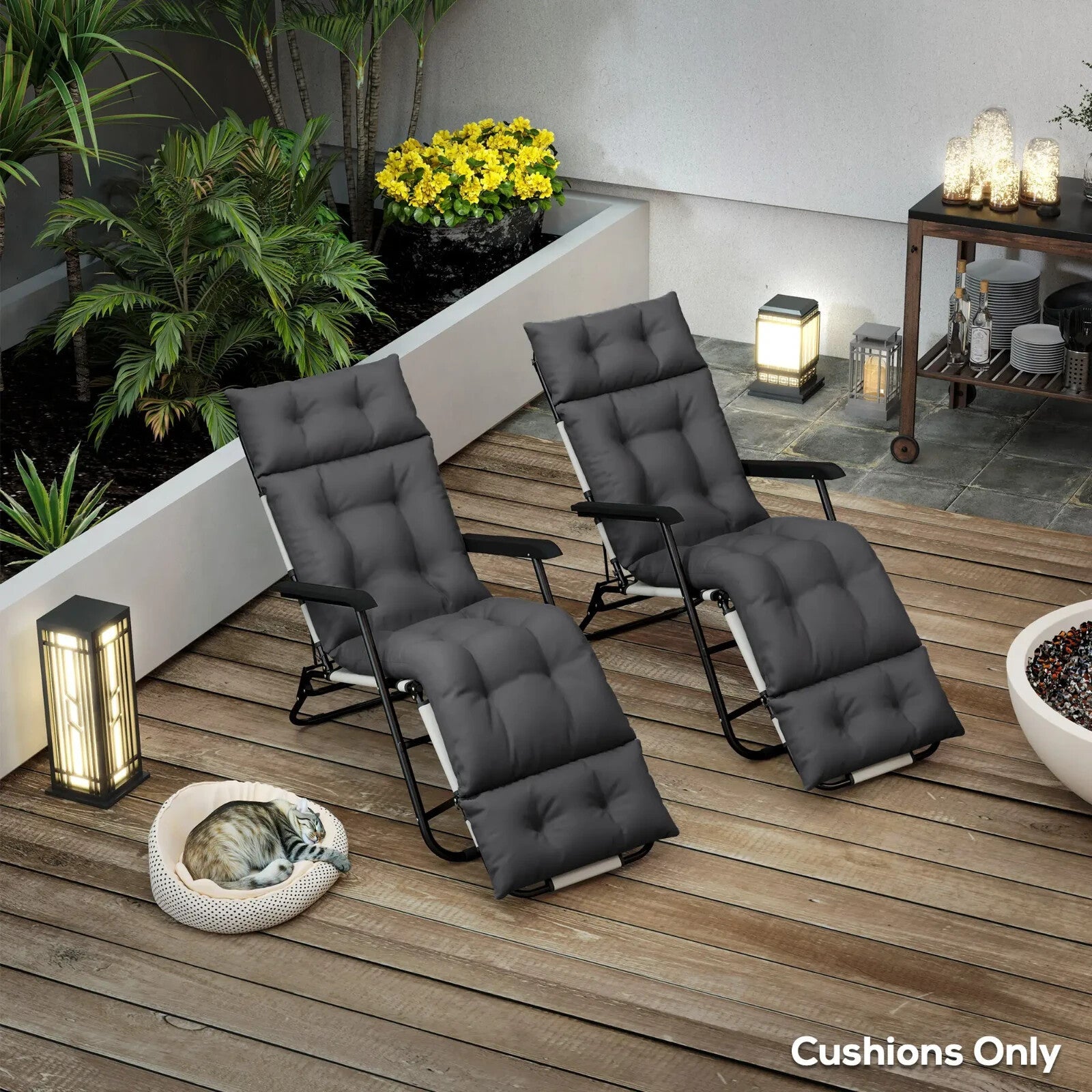 Sun Lounger Cushions Only 190x56x10cm Set of 2 Garden Lounge Chair Pads UPF20 - Home and Garden Furniture Shop - rustic - furniture