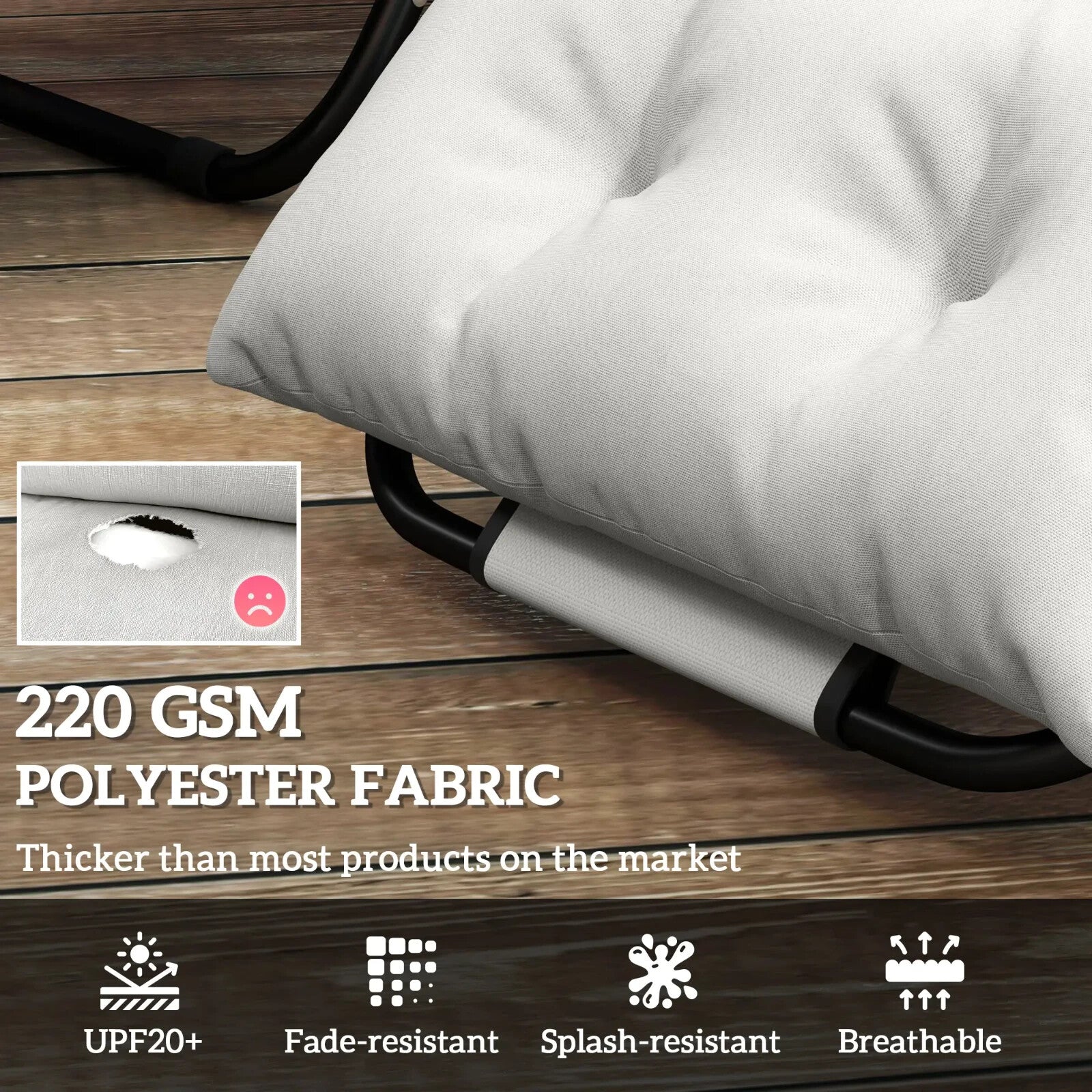 Sun Lounger Cushions Only 190x56x10cm Set of 2 Garden Lounge Chair Pads UPF20 - Home and Garden Furniture Shop - rustic - furniture