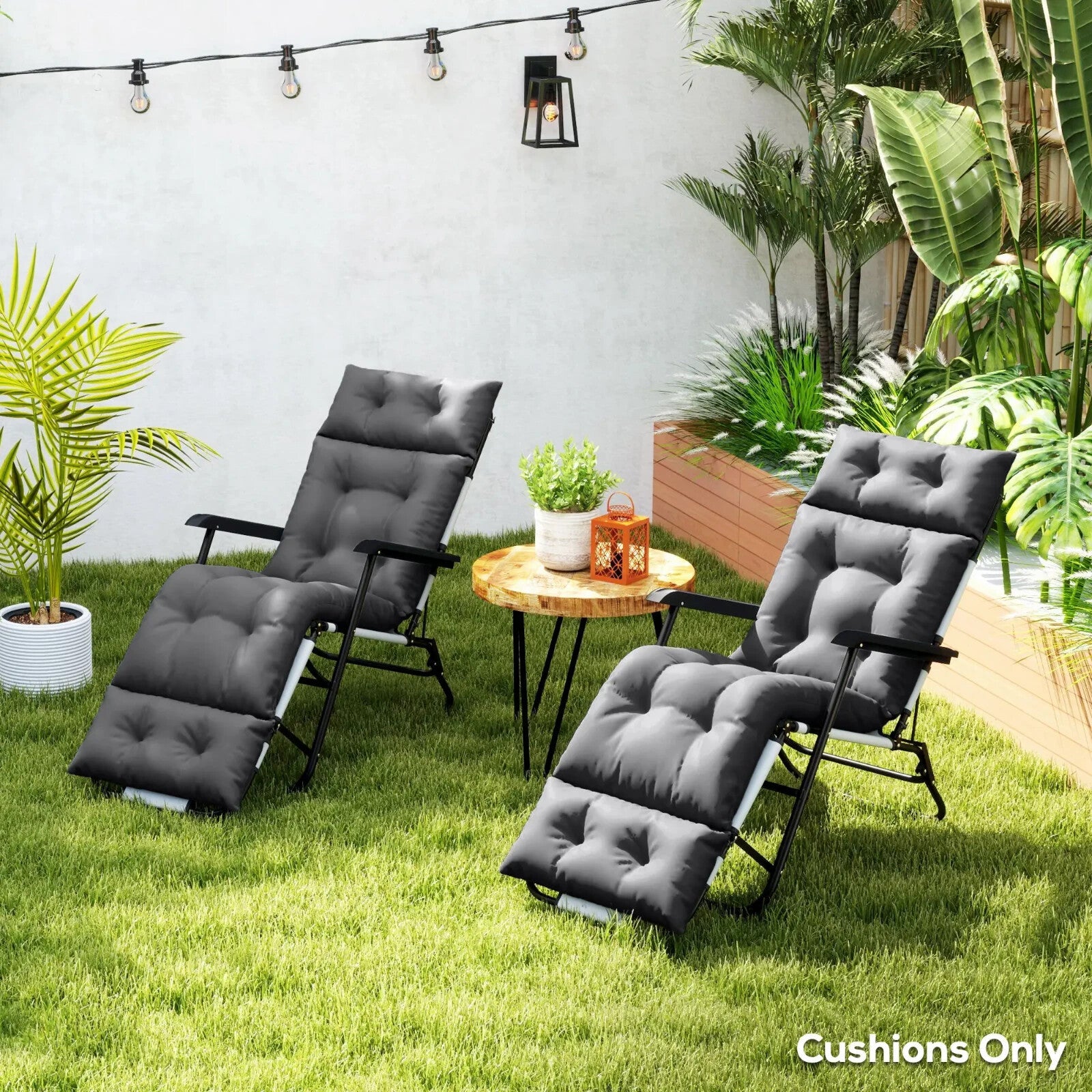 Sun Lounger Cushions Only 190x56x10cm Set of 2 Garden Lounge Chair Pads UPF20 - Home and Garden Furniture Shop - rustic - furniture