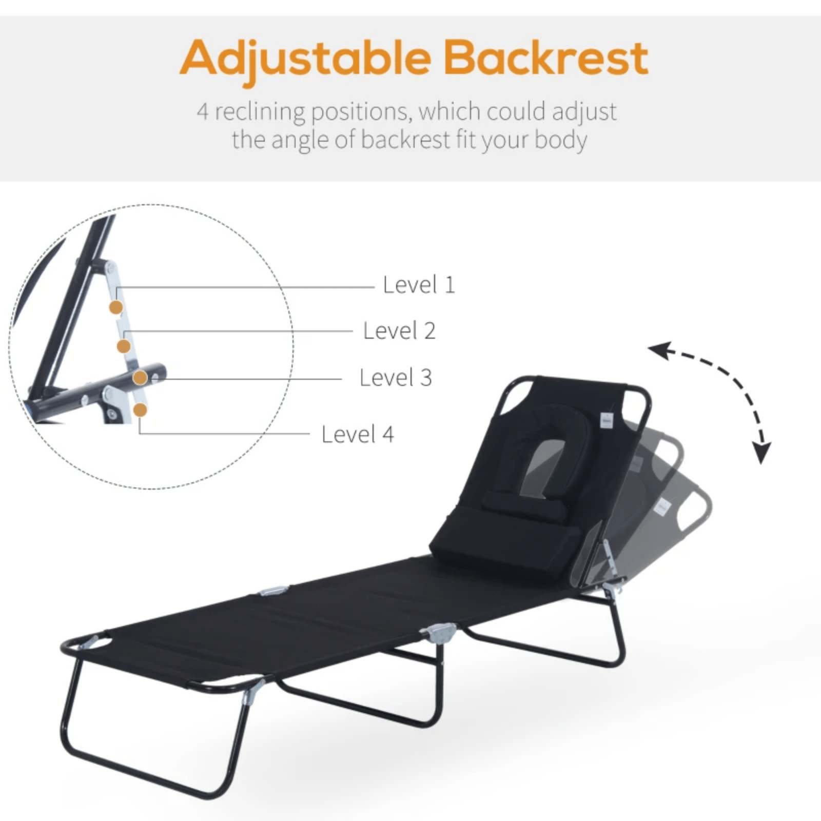 Sun Lounger Folding Recliner Chair Portable Reclining Garden Seat Day Bed Black - Home and Garden Furniture Shop - rustic - furniture