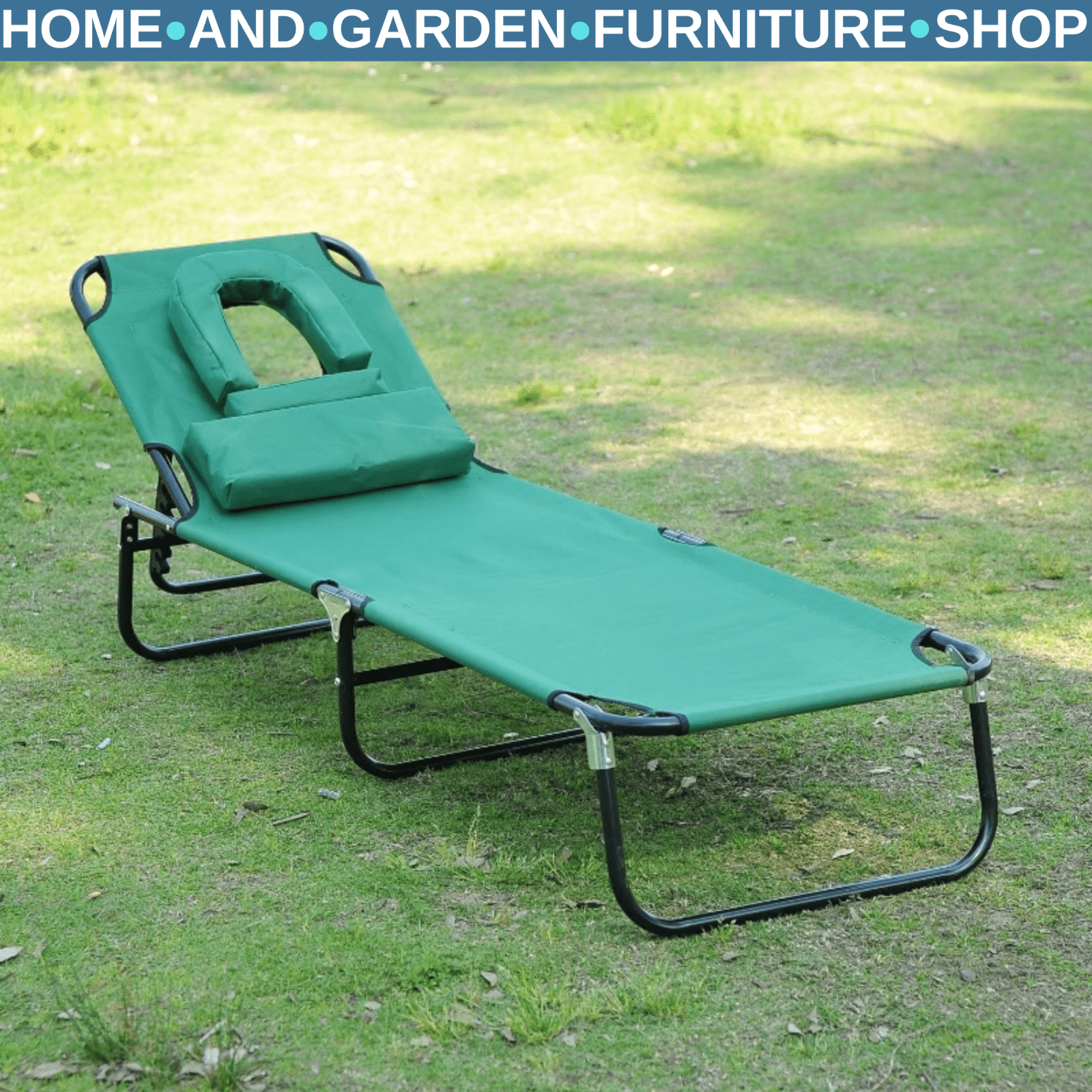 Sun Lounger Folding Recliner Chair Portable Reclining Garden Seat Day Bed Black - Home and Garden Furniture Shop - rustic - furniture