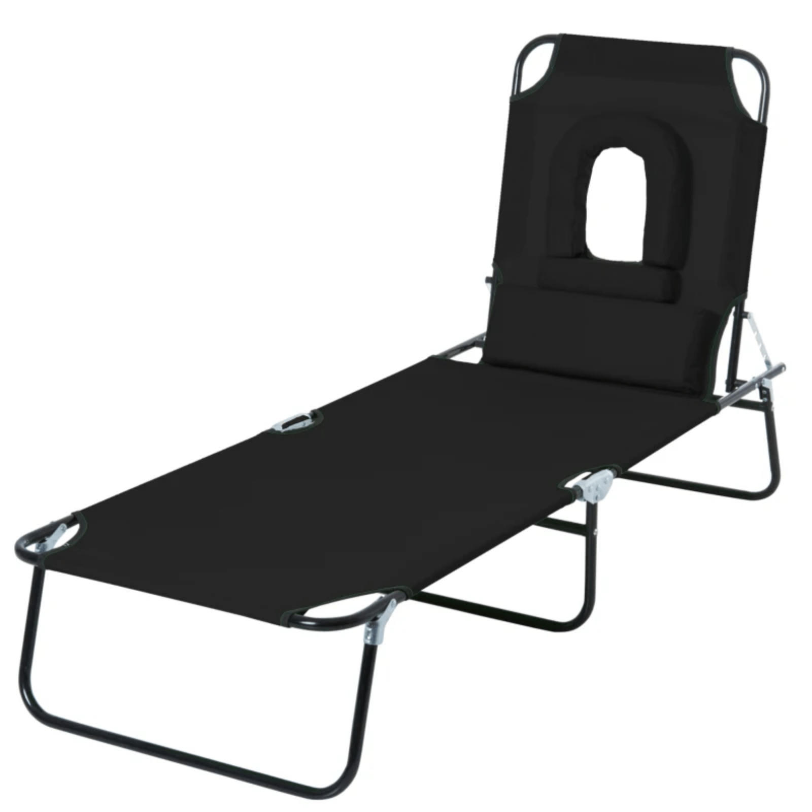 Sun Lounger Folding Recliner Chair Portable Reclining Garden Seat Day Bed Black - Home and Garden Furniture Shop - #rustic - furniture#