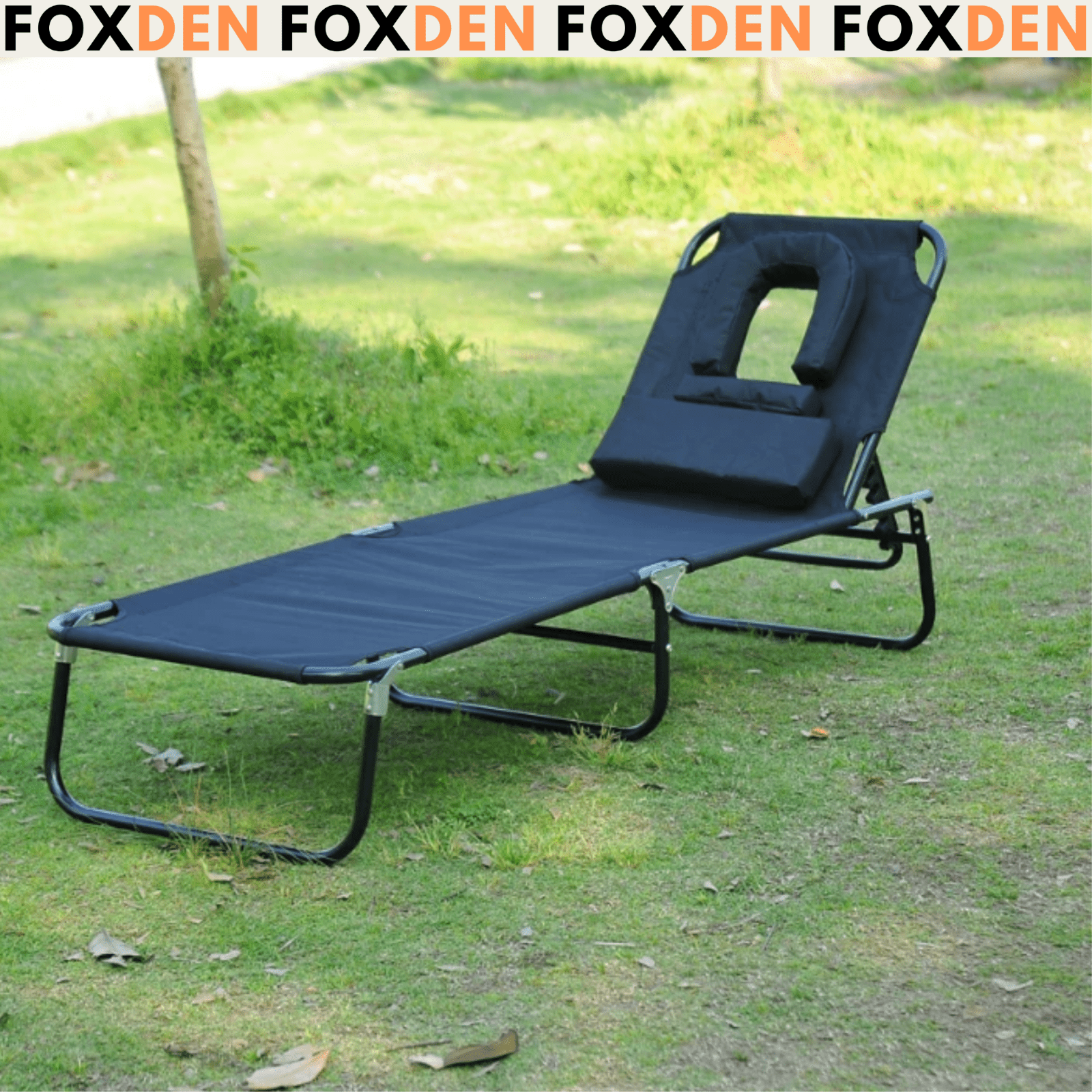 Sun Lounger Folding Recliner Chair Portable Reclining Garden Seat Day Bed Black - Home and Garden Furniture Shop - #rustic - furniture#