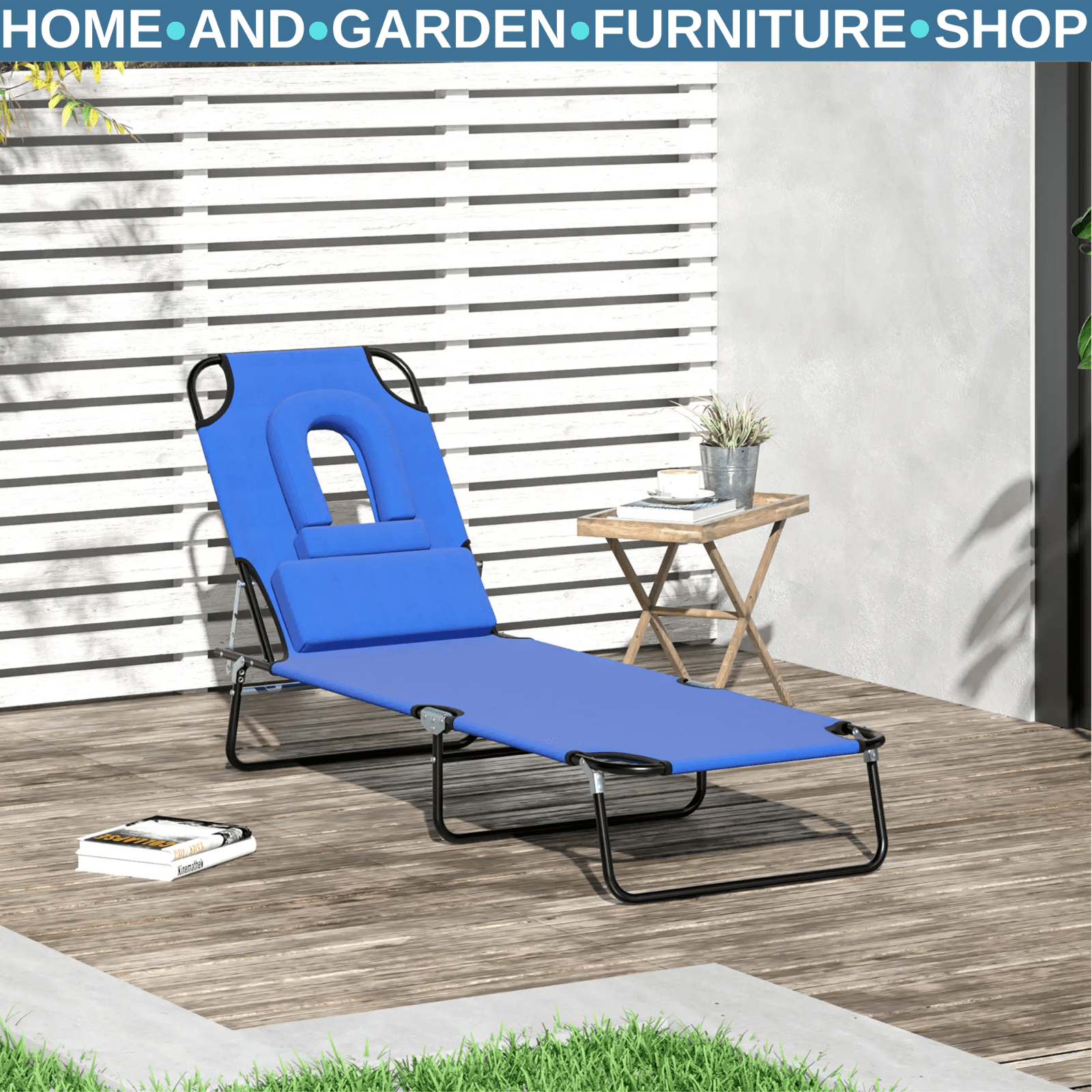 Sun Lounger Folding Recliner Chair Portable Reclining Garden Seat Day Bed Black - Home and Garden Furniture Shop - rustic - furniture