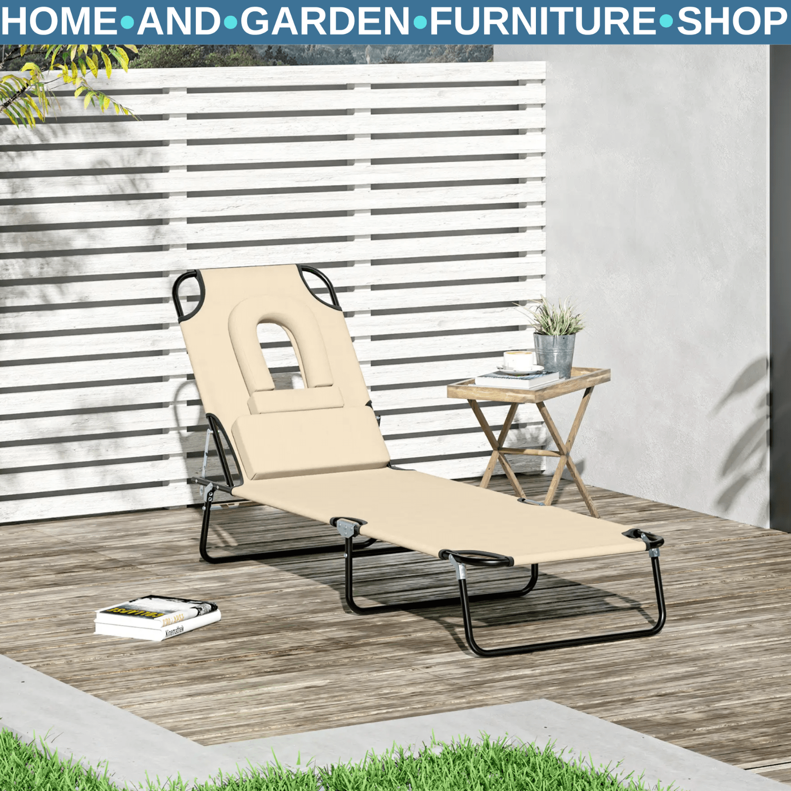 Sun Lounger Folding Recliner Chair Portable Reclining Garden Seat Day Bed Black - Home and Garden Furniture Shop - rustic - furniture