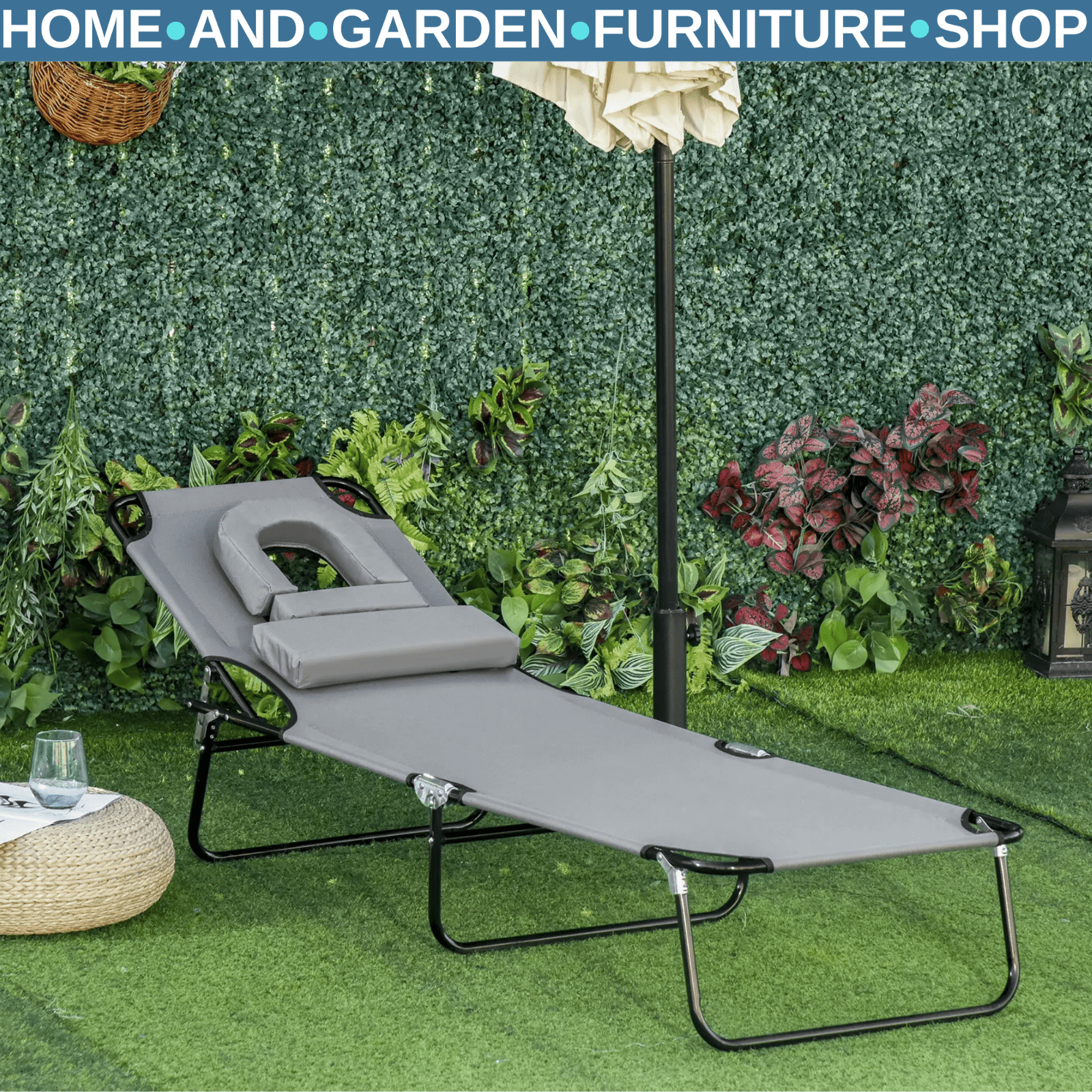 Sun Lounger Folding Recliner Chair Portable Reclining Garden Seat Day Bed Black - Home and Garden Furniture Shop - rustic - furniture