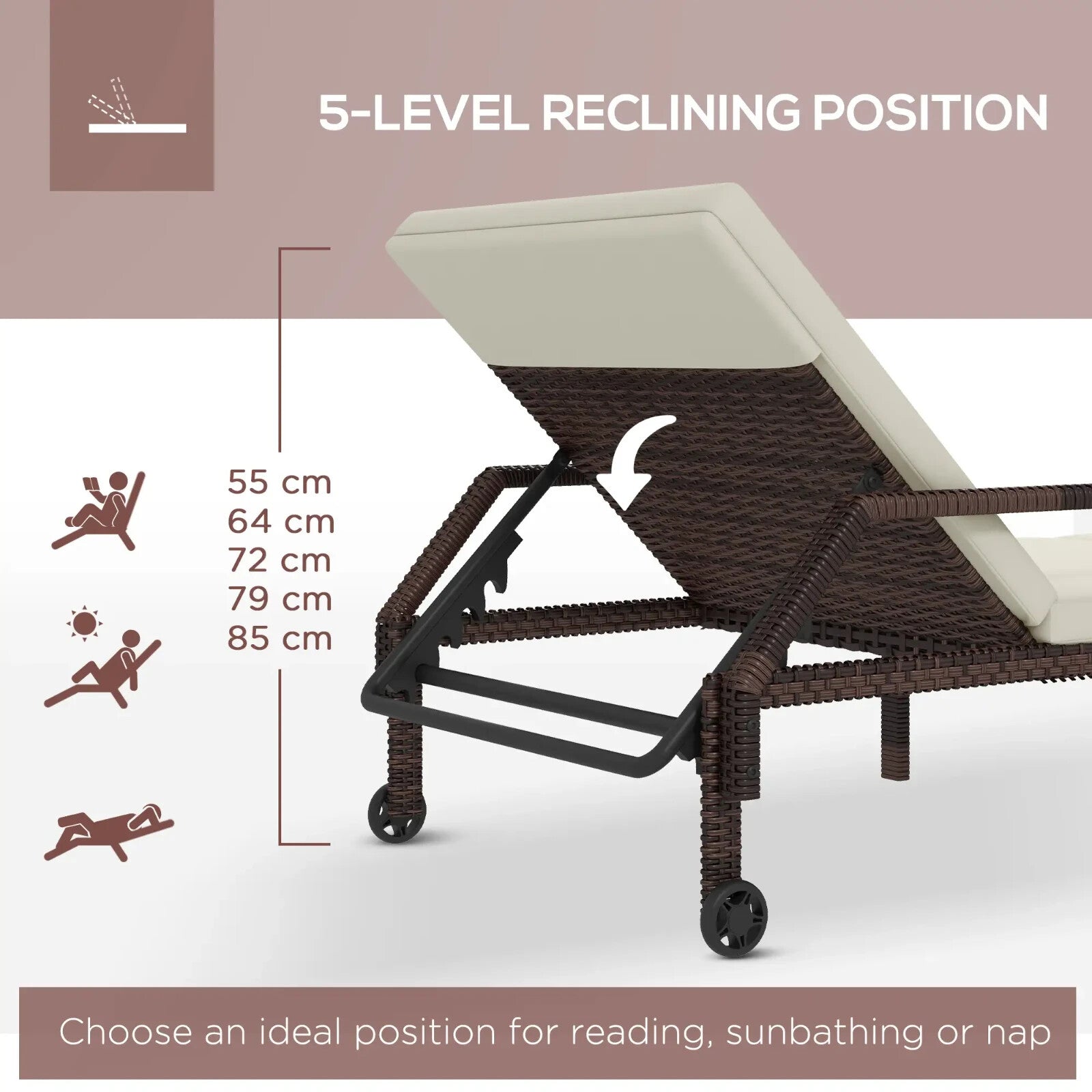 Sun Lounger Recliner Bed Folding Chairs for Camping Garden Beach 5 Position Back - Home and Garden Furniture Shop - rustic - furniture