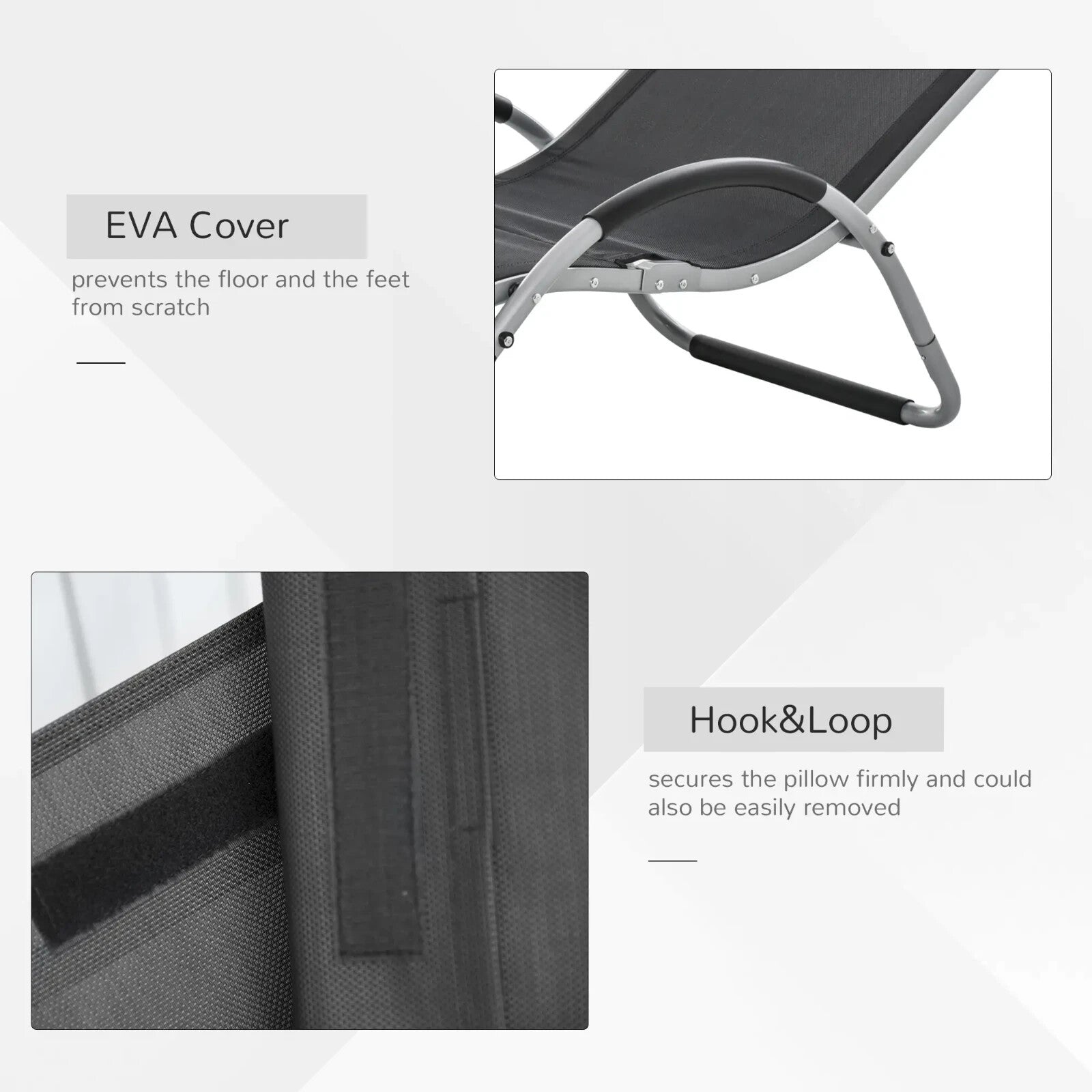 Sun Lounger Recliner Ergonomic Outdoor Lounge Chair with Pillow for Garden Black - Home and Garden Furniture Shop - rustic - furniture