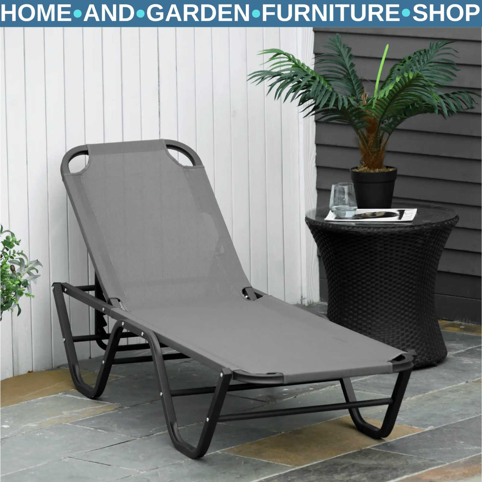 Sun Lounger Recliner Relaxer With 5 Position Adjustable Backrest For Garden Pool - Home and Garden Furniture Shop - rustic - furniture