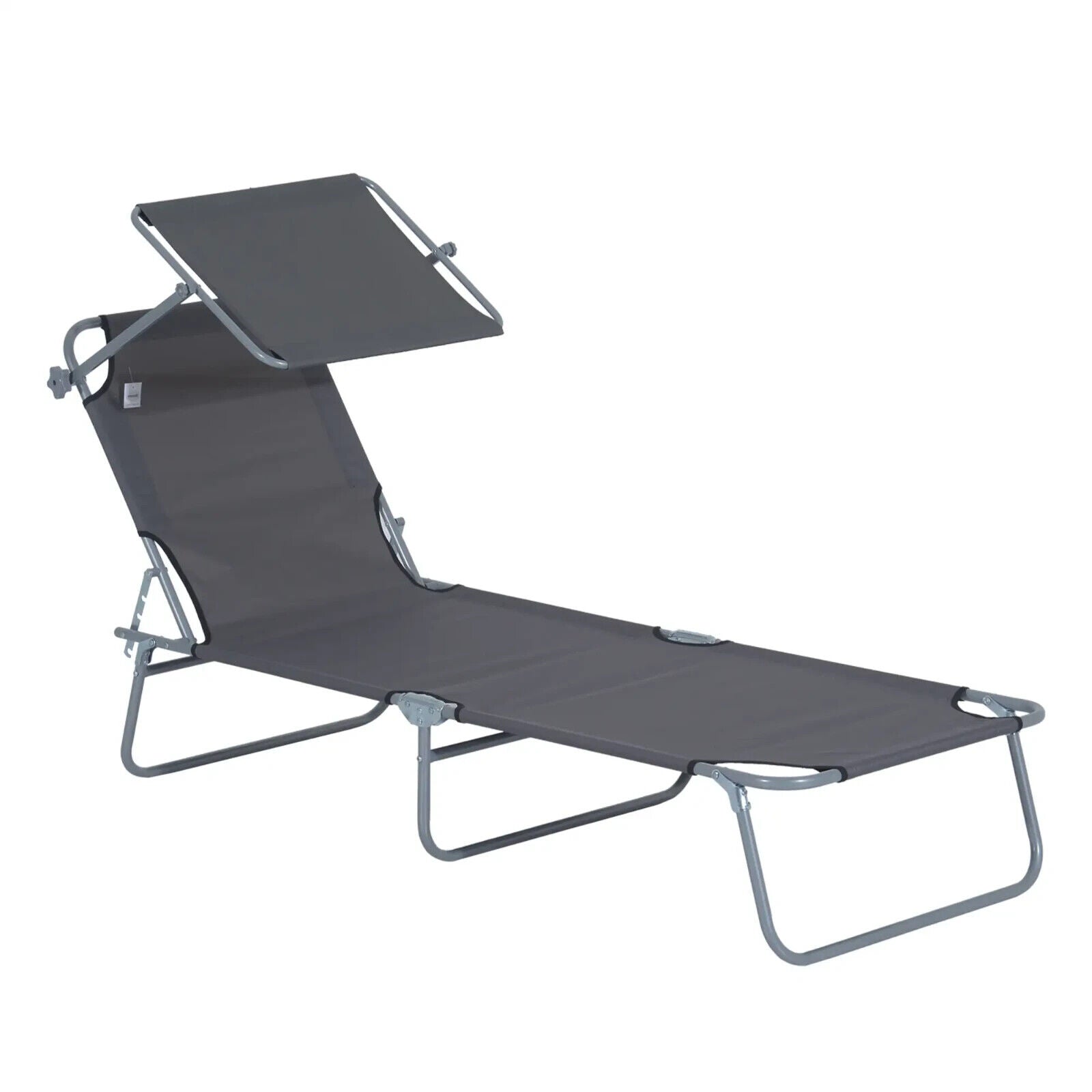 Sun Lounger Recliner Seat Folding Patio Chair Sun Shade Garden Outdoor Bed Grey - Home and Garden Furniture Shop - #rustic - furniture#