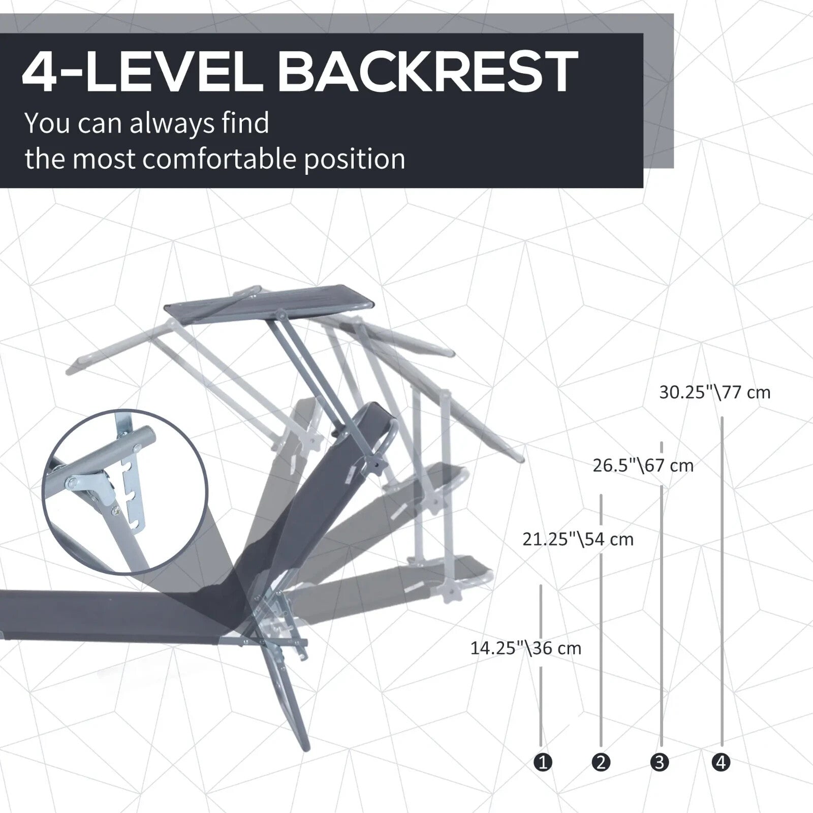 Sun Lounger Recliner Seat Folding Patio Chair Sun Shade Garden Outdoor Bed Grey - Home and Garden Furniture Shop - rustic - furniture