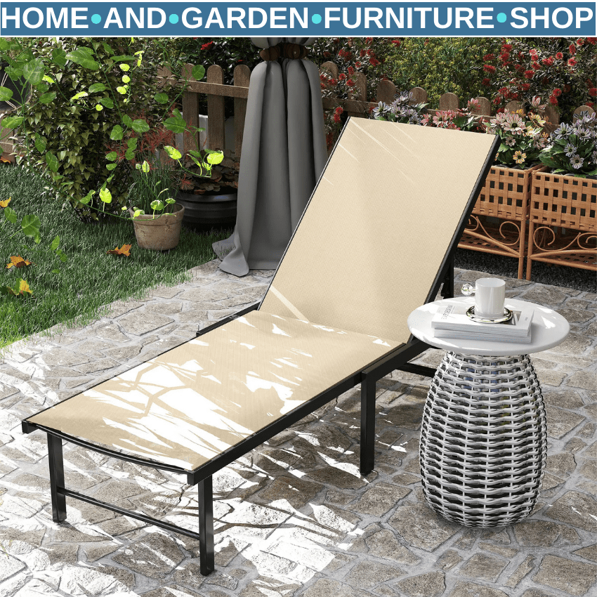 Sun Lounger Reclining Garden Chair with Pillow 5 Level Adjustable Outdoor Sunbed - Home and Garden Furniture Shop - rustic - furniture