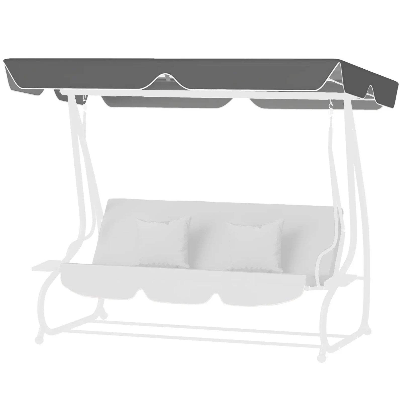Swing Bench Canopy 3 - Seater Replacement Water - Resistant with Hooks Dark Grey - Home and Garden Furniture Shop - rustic - furniture