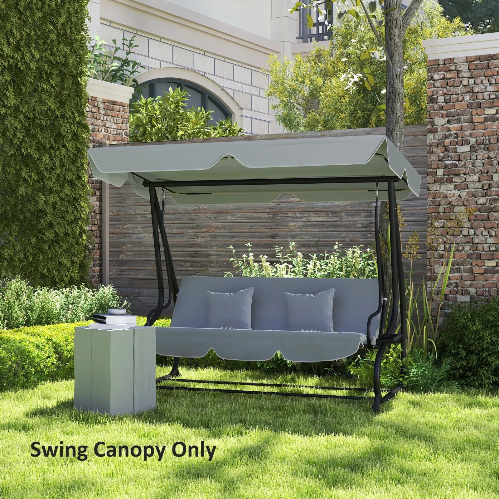 Swing Bench Canopy 3 - Seater Replacement Water - Resistant with Hooks Dark Grey - Home and Garden Furniture Shop - rustic - furniture