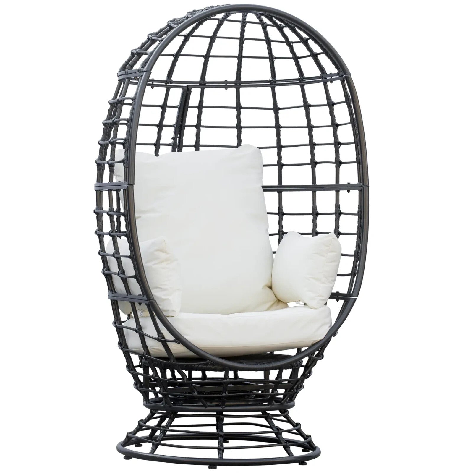 Swivel Rattan Egg Chair with Cushion and Pillow for Garden Patio or Balcony Use - Home and Garden Furniture Shop - rustic - furniture