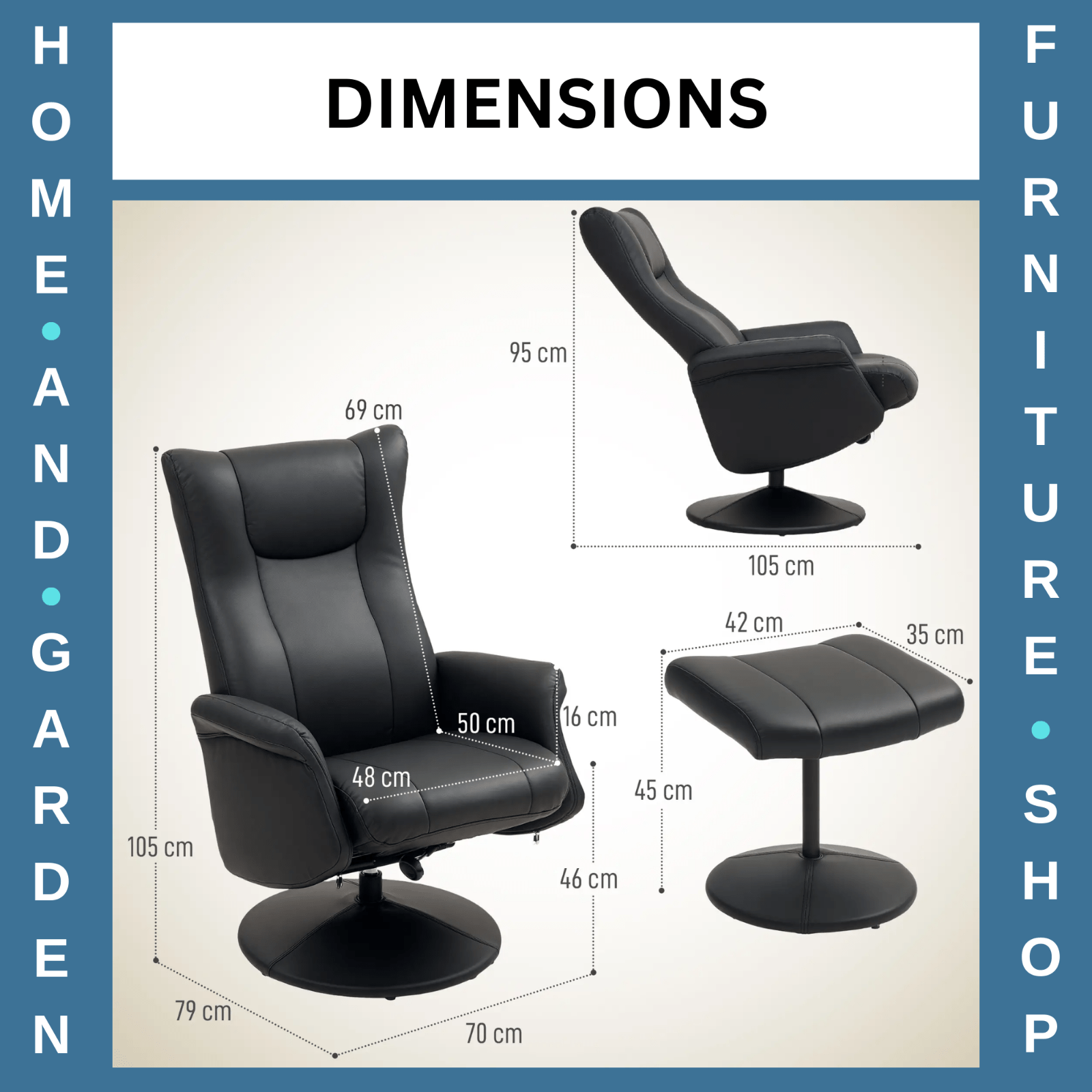 Swivel Recliner Chair with Footstool Adjustable Backrest & Flared Armrest Black - Home and Garden Furniture Shop - rustic - furniture