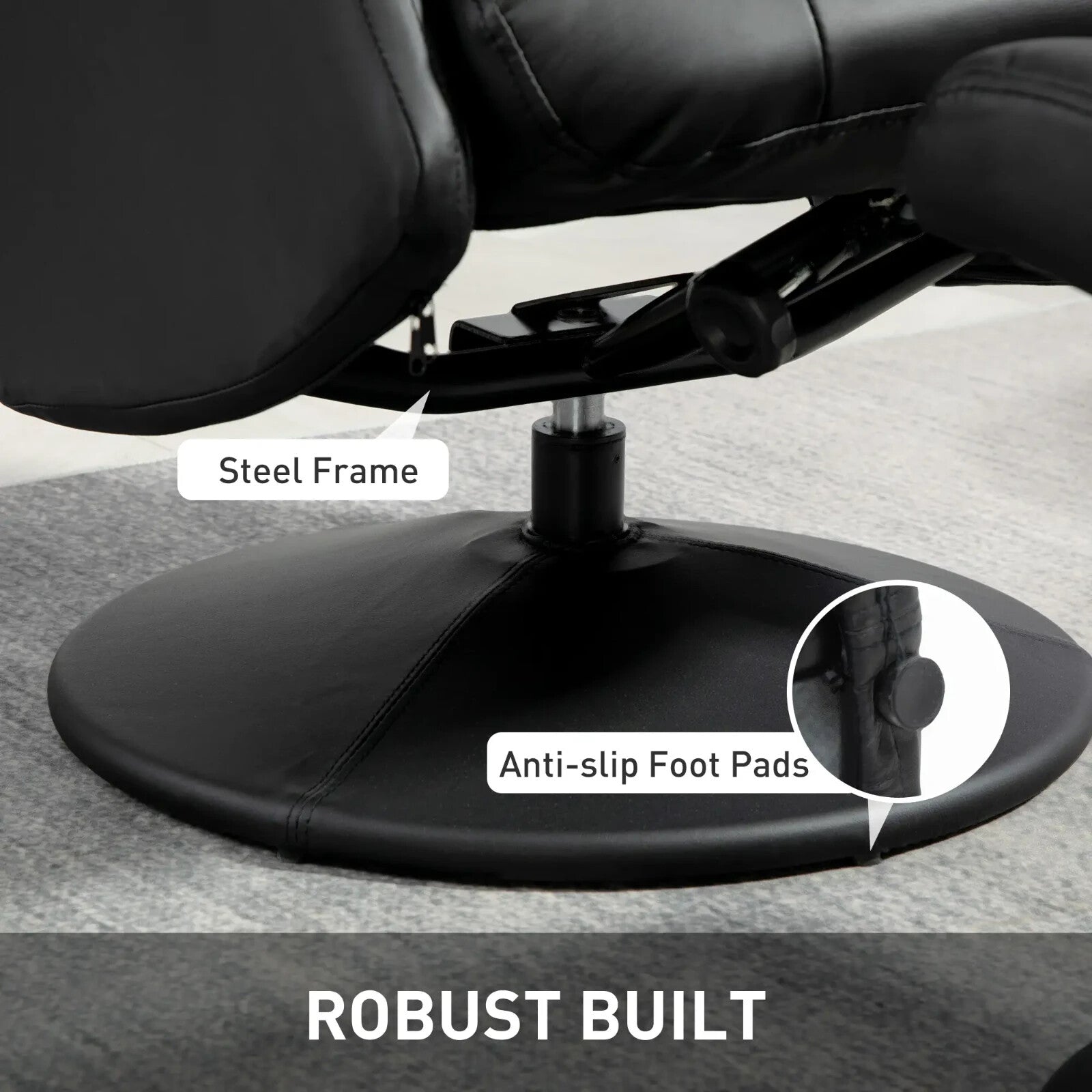 Swivel Recliner Chair with Footstool Adjustable Backrest & Flared Armrest Black - Home and Garden Furniture Shop - rustic - furniture