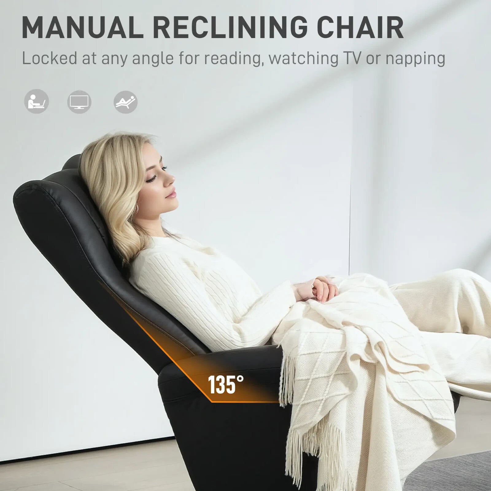 Swivel Recliner Chair with Footstool Adjustable Backrest & Flared Armrest Black - Home and Garden Furniture Shop - rustic - furniture