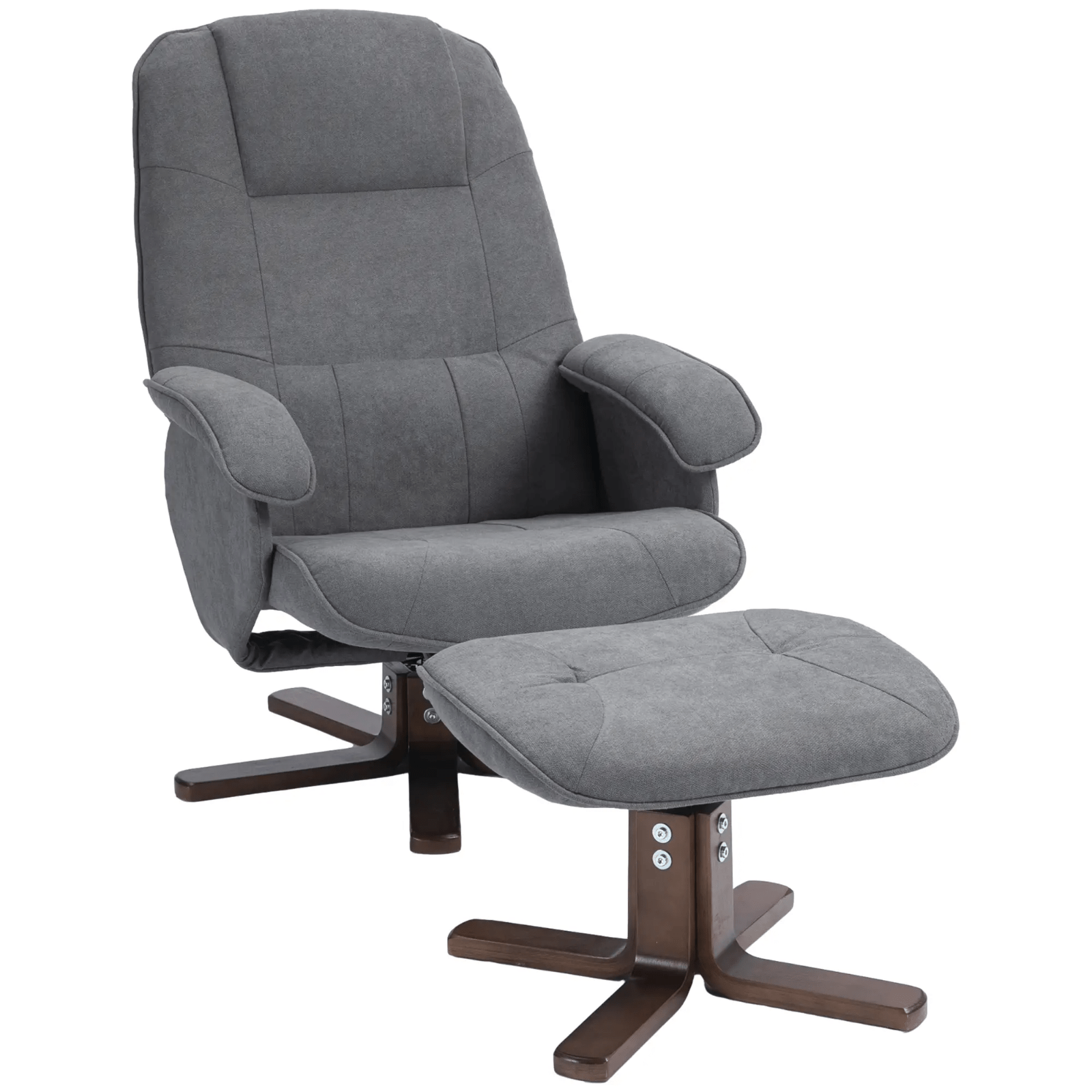 Swivel Recliner Chair with Footstool Ottoman 360 Grey Linen feel Fabric Armchair - Home and Garden Furniture Shop - #rustic - furniture#