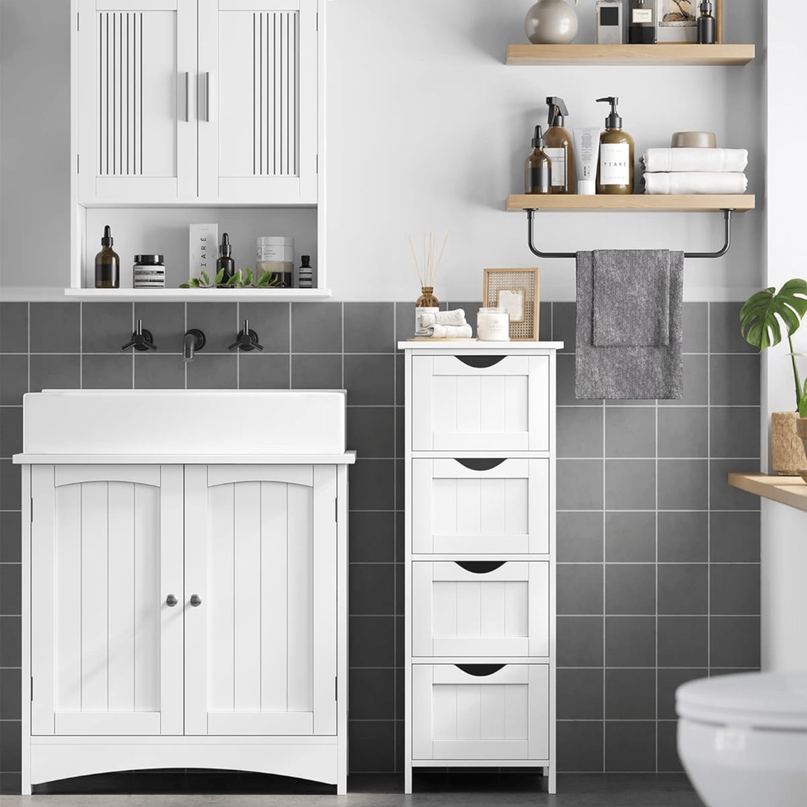 Tall Bathroom 4 Drawer Unit Cabinet White Modern Furniture Storage Drawers Cube - Home and Garden Furniture Shop - #rustic - furniture#