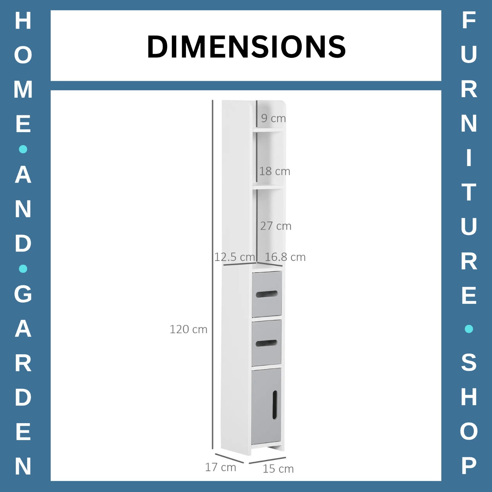 Tall Bathroom Cabinet Storage Unit Modern Slim Tallboy Cupboard 3 Door Shelves - Home and Garden Furniture Shop - rustic - furniture