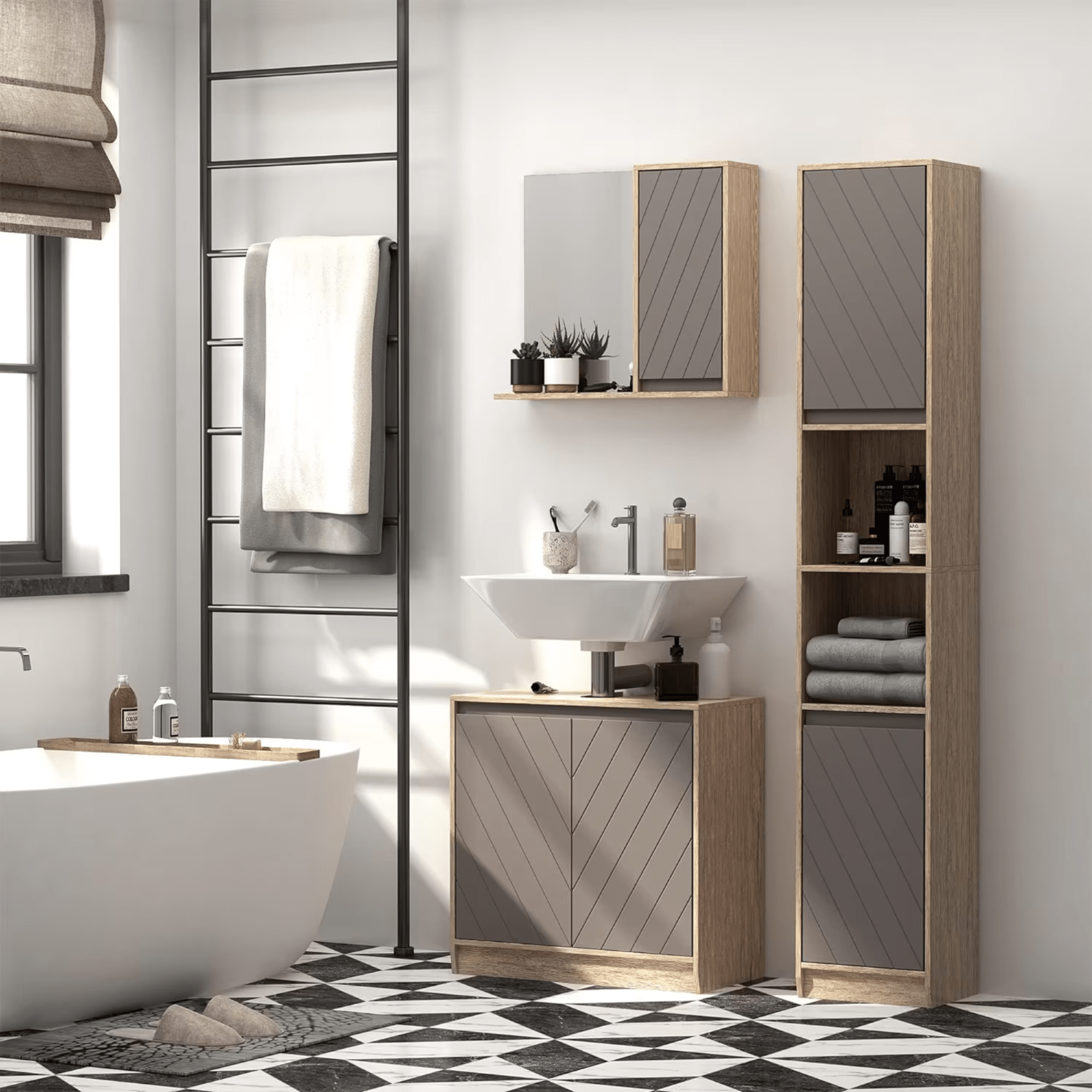 Tall Bathroom Cabinet Storage Unit Modern Slim Tallboy Cupboard Door Shelves NEW - Home and Garden Furniture Shop - rustic - furniture
