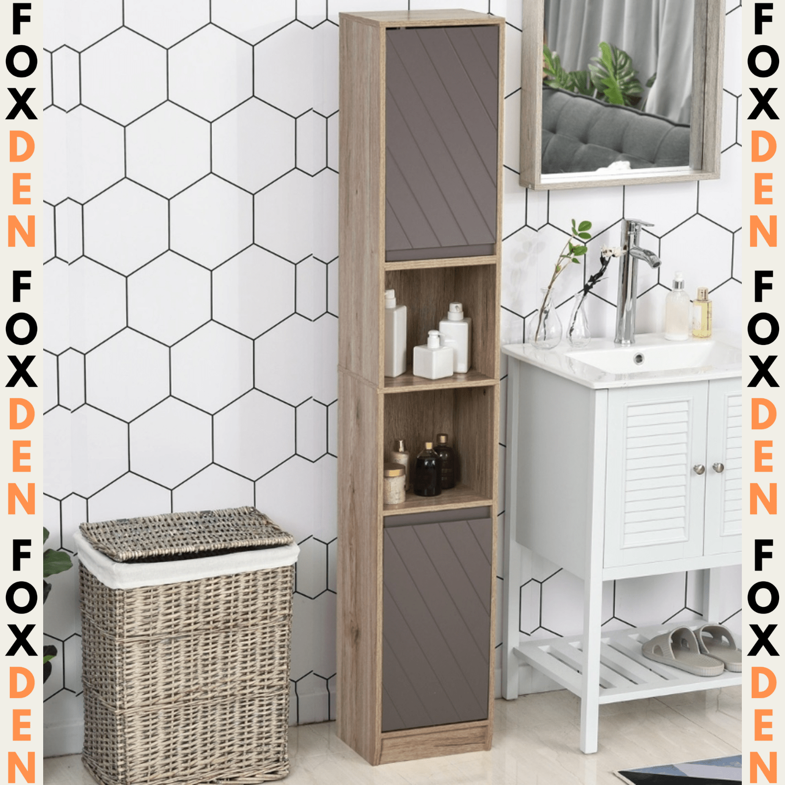 Tall Bathroom Cabinet Storage Unit Modern Slim Tallboy Cupboard Door Shelves NEW - Home and Garden Furniture Shop - rustic - furniture