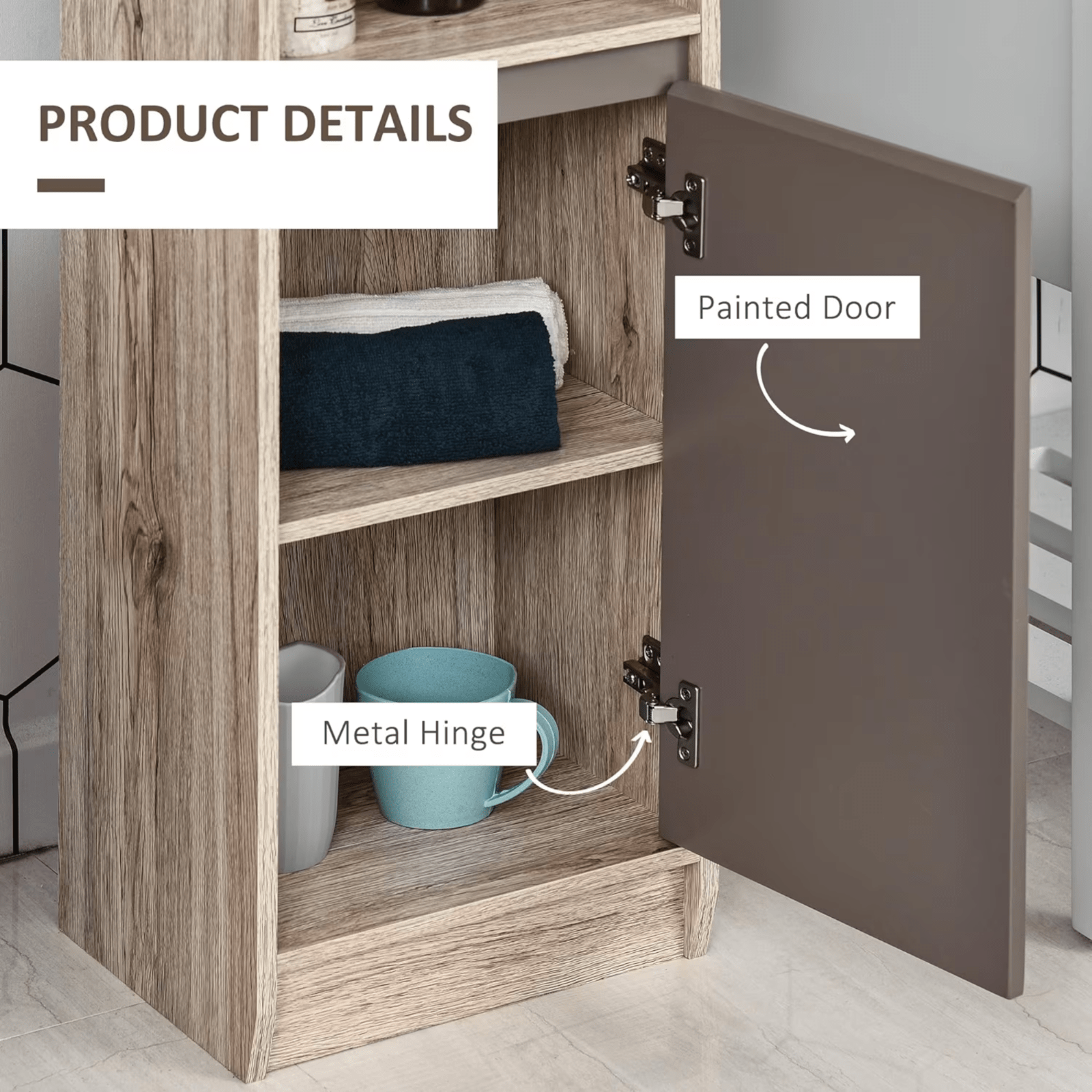 Tall Bathroom Cabinet Storage Unit Modern Slim Tallboy Cupboard Door Shelves NEW - Home and Garden Furniture Shop - rustic - furniture
