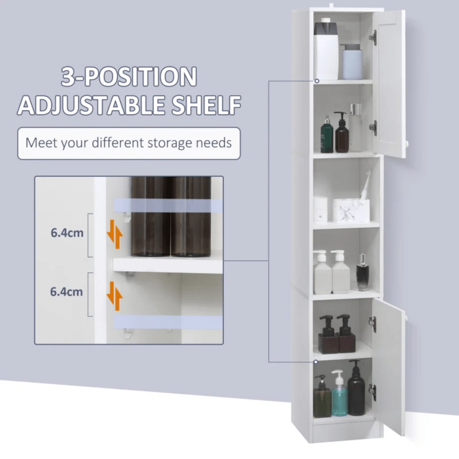 Tall Bathroom Cabinet Storage Unit Modern Slim Tallboy Cupboard Mirrored Door - Home and Garden Furniture Shop - rustic - furniture