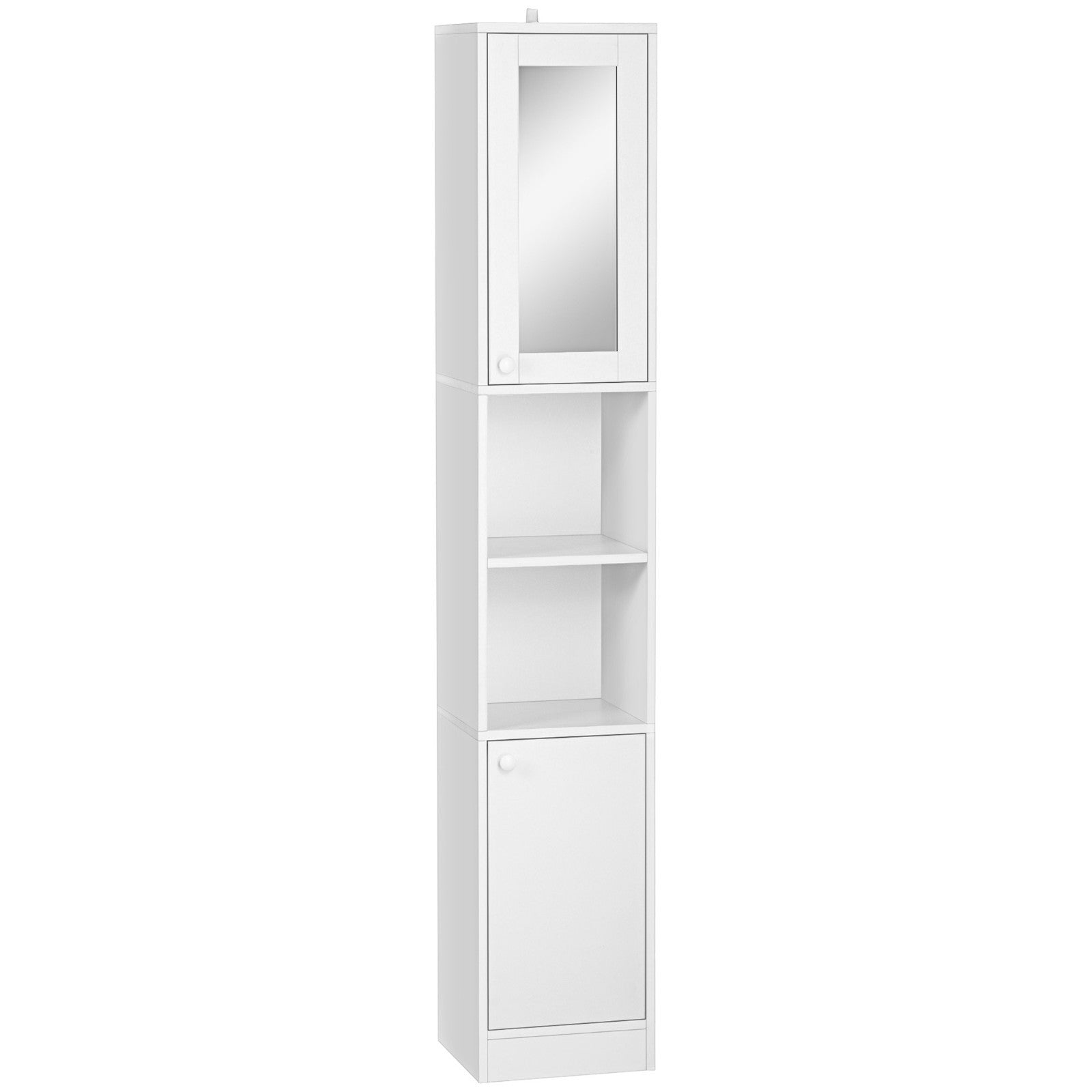 Tall Bathroom Cabinet Storage Unit Modern Slim Tallboy Cupboard Mirrored Door - Home and Garden Furniture Shop - rustic - furniture