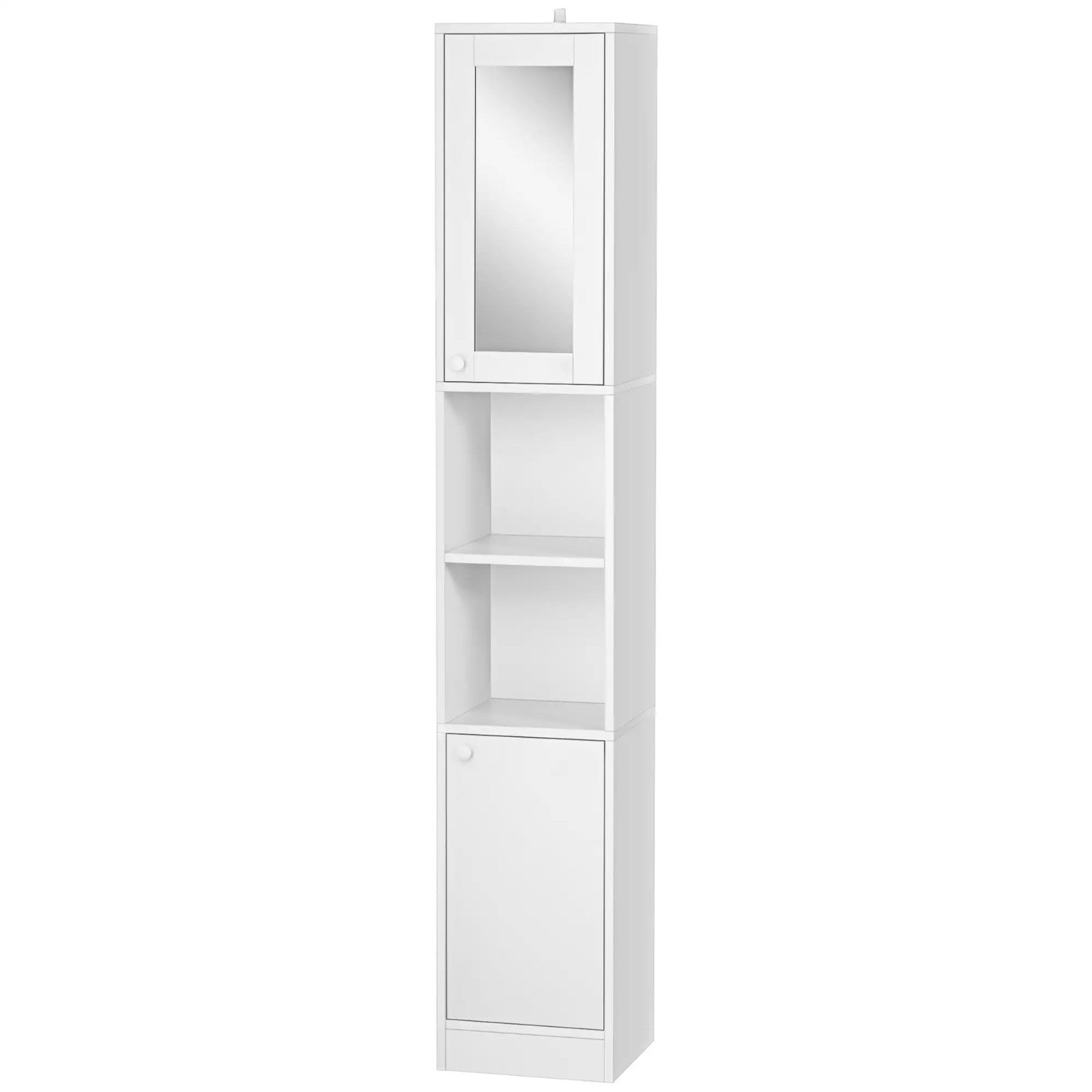 Tall Bathroom Cabinet Storage Unit Modern Slim Tallboy Cupboard Mirrored Door - Home and Garden Furniture Shop - rustic - furniture