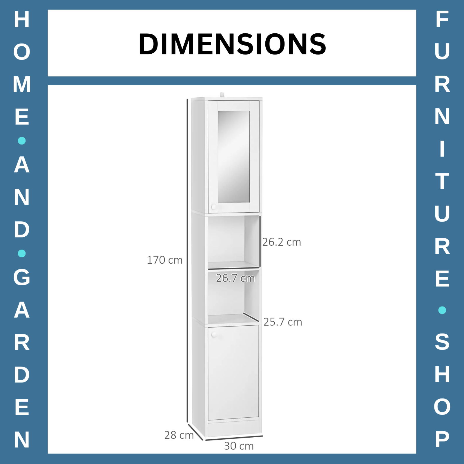 Tall Bathroom Cabinet Storage Unit Modern Slim Tallboy Cupboard Mirrored Door - Home and Garden Furniture Shop - rustic - furniture