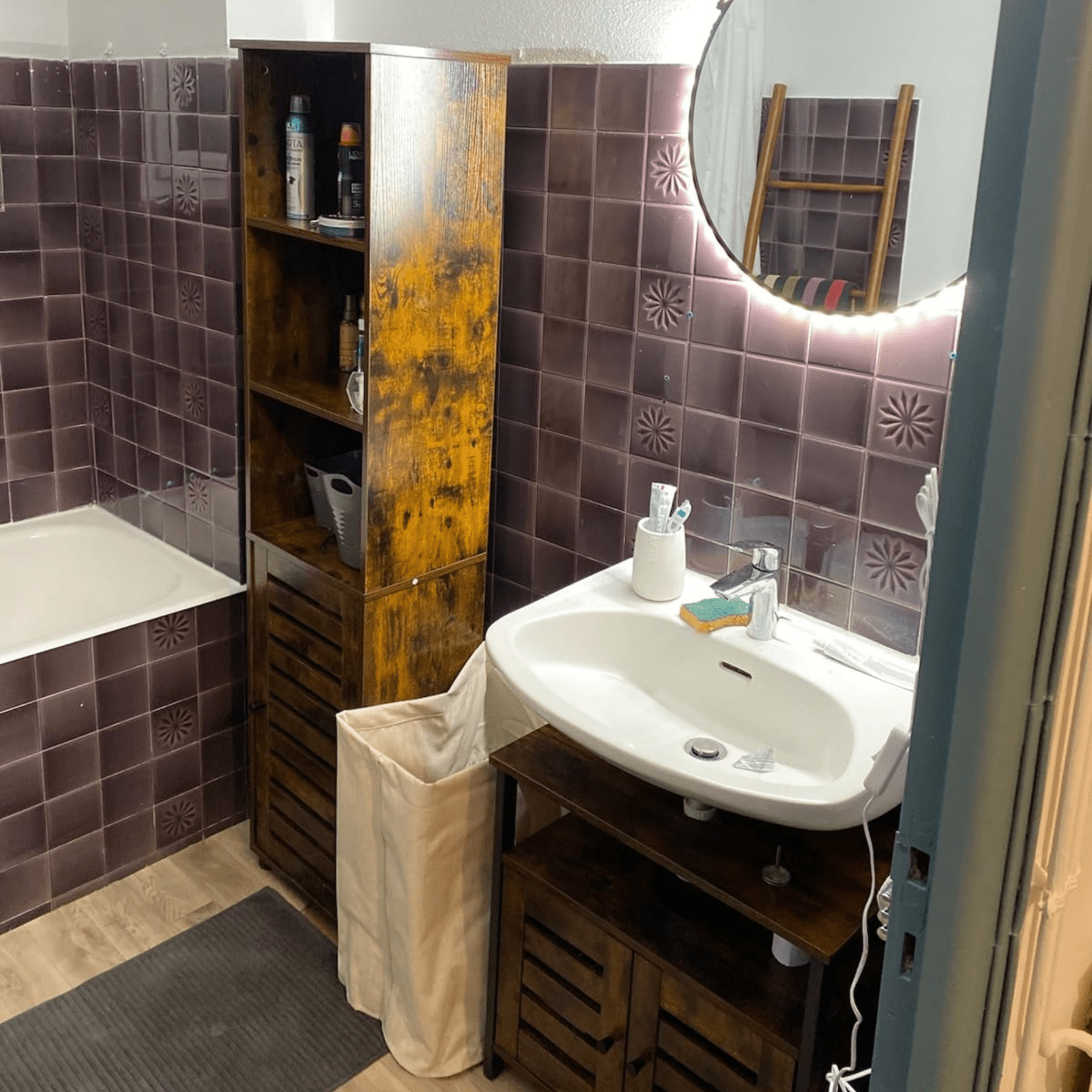 Tall Bathroom Cabinet Storage Unit Rustic Slim Tallboy Cupboard Door Shelves NEW - Home and Garden Furniture Shop - rustic - furniture